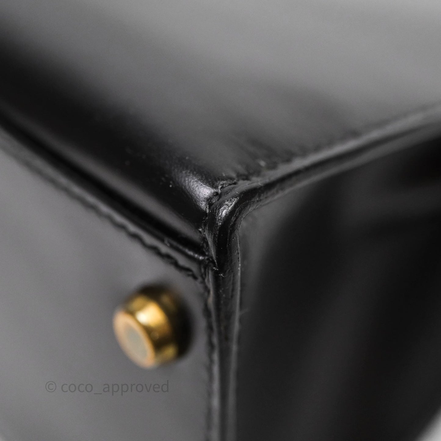 Hermès Vintage Kelly 28 Sellier Black Noir 89 Box Leather Gold Hardware