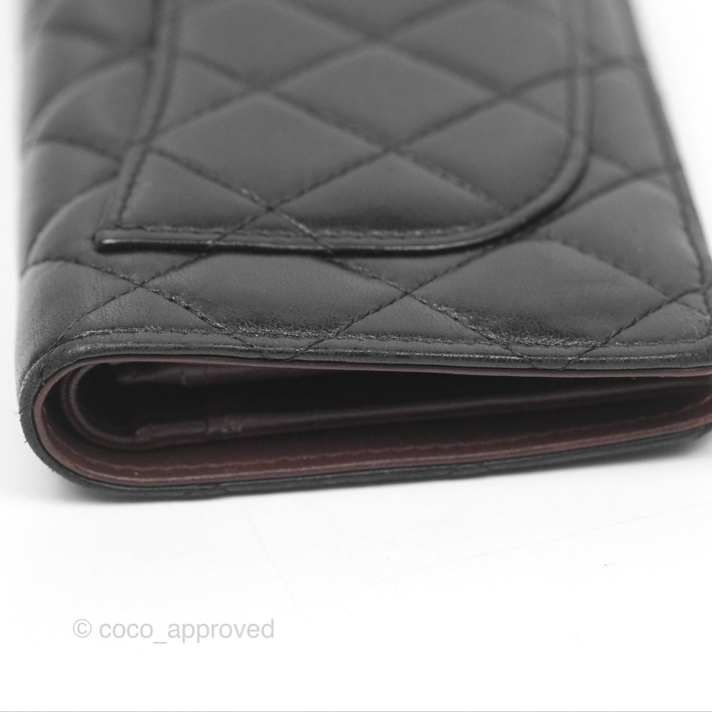 Chanel Classic Quilted Long Wallet Black Lambskin Silver Hardware