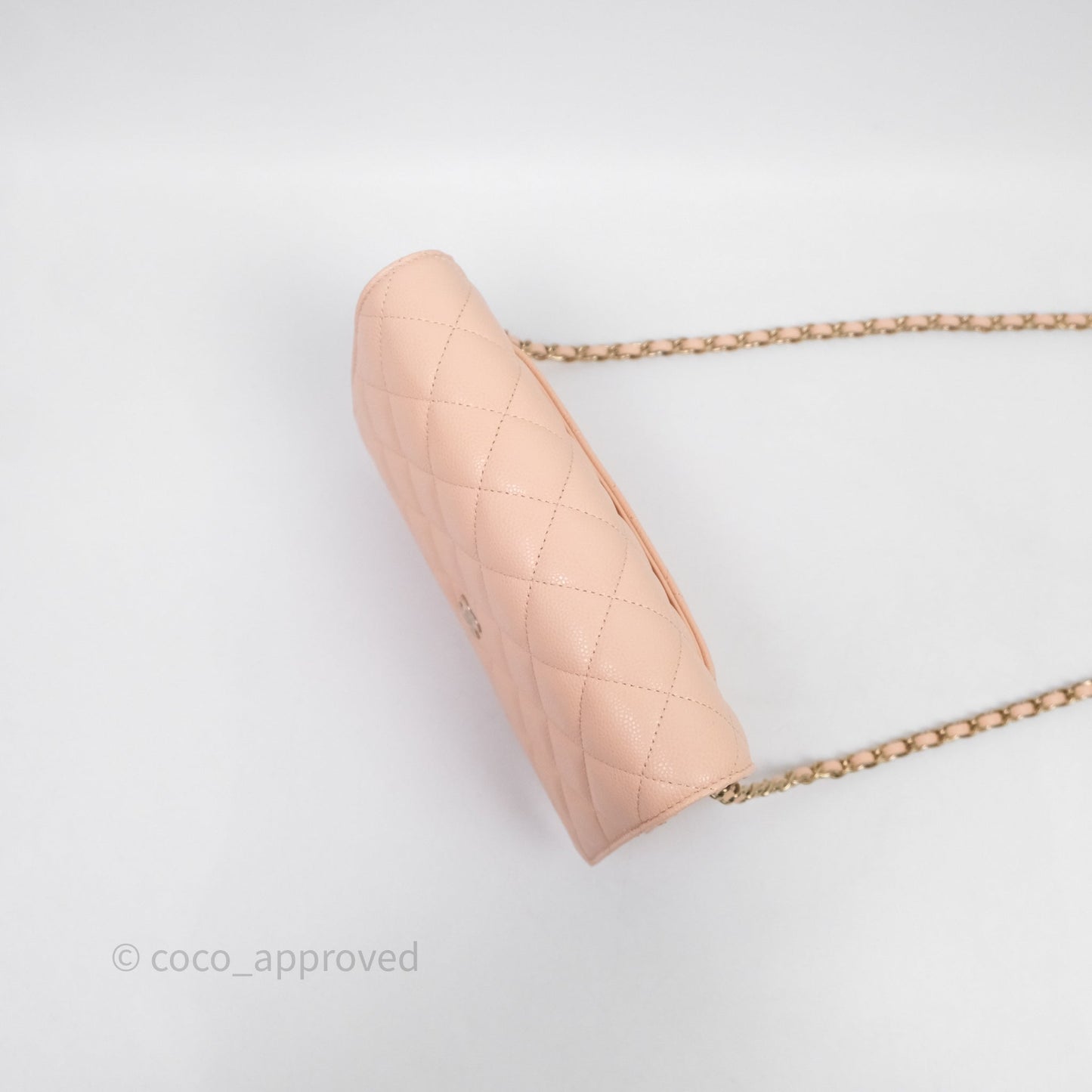 Chanel Quilted Classic Wallet on Chain WOC Pink Caviar Gold Hardware