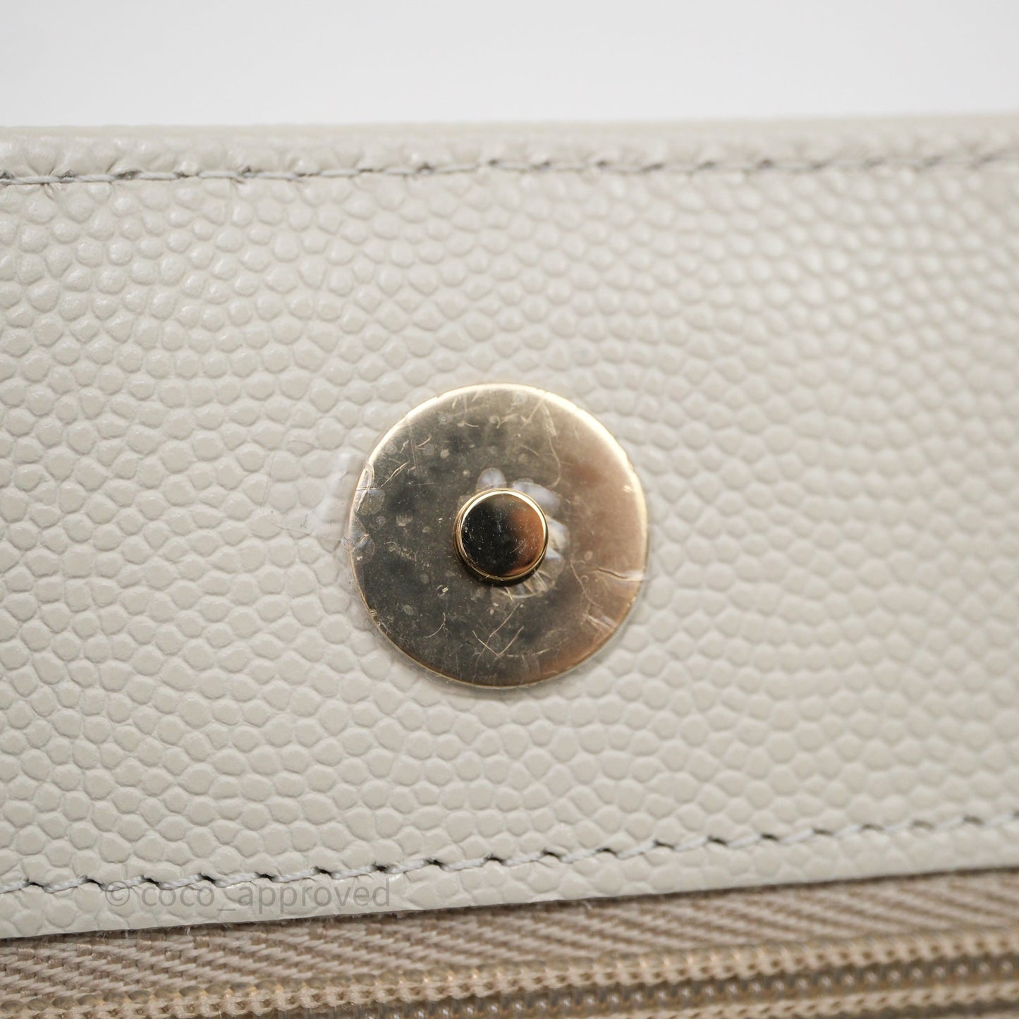 Chanel Quilted Wallet on Chain WOC Light Grey Caviar Gold Hardware 24S