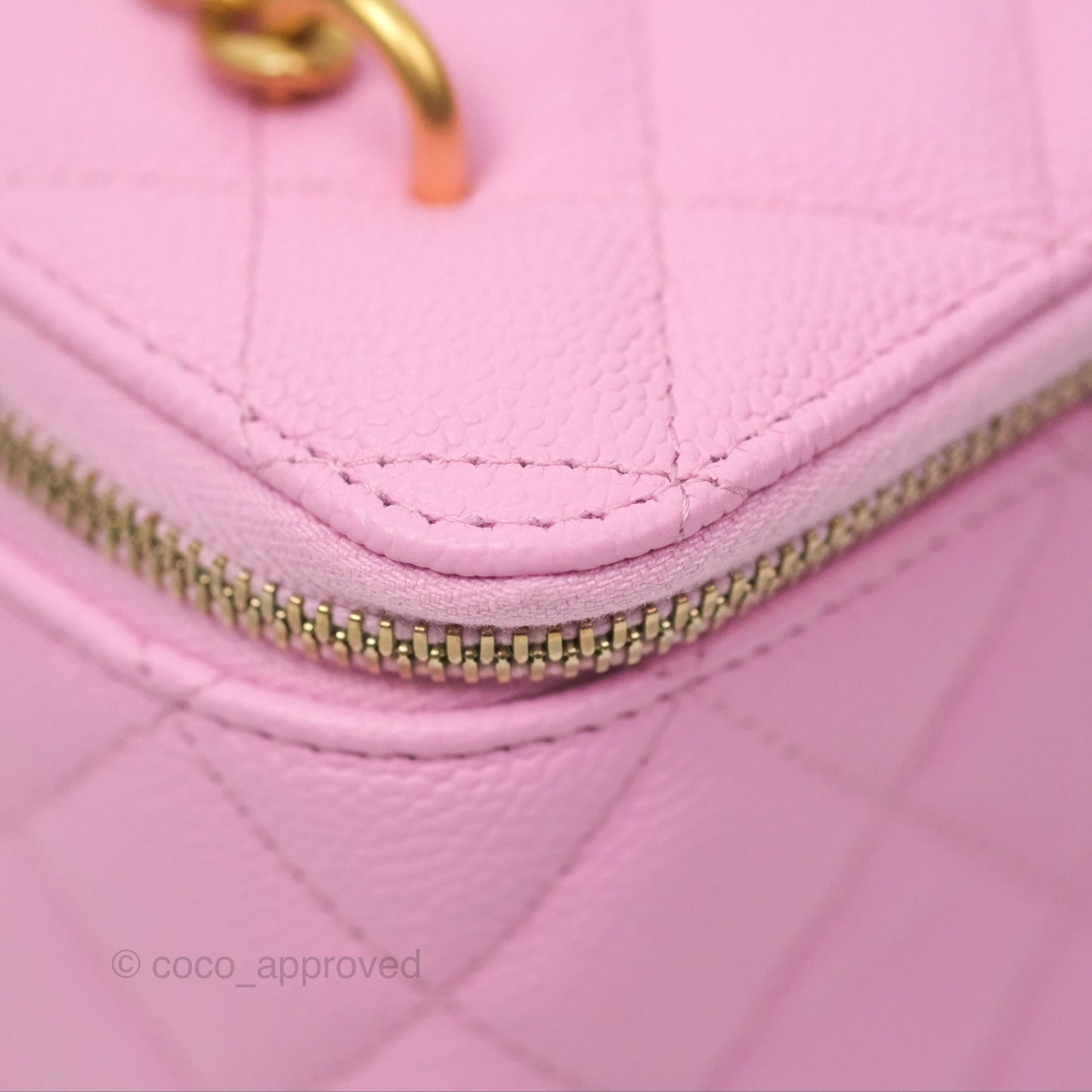 Chanel Vanity Heart Crush Adjustable Chain Pink Caviar Aged Gold Hardware