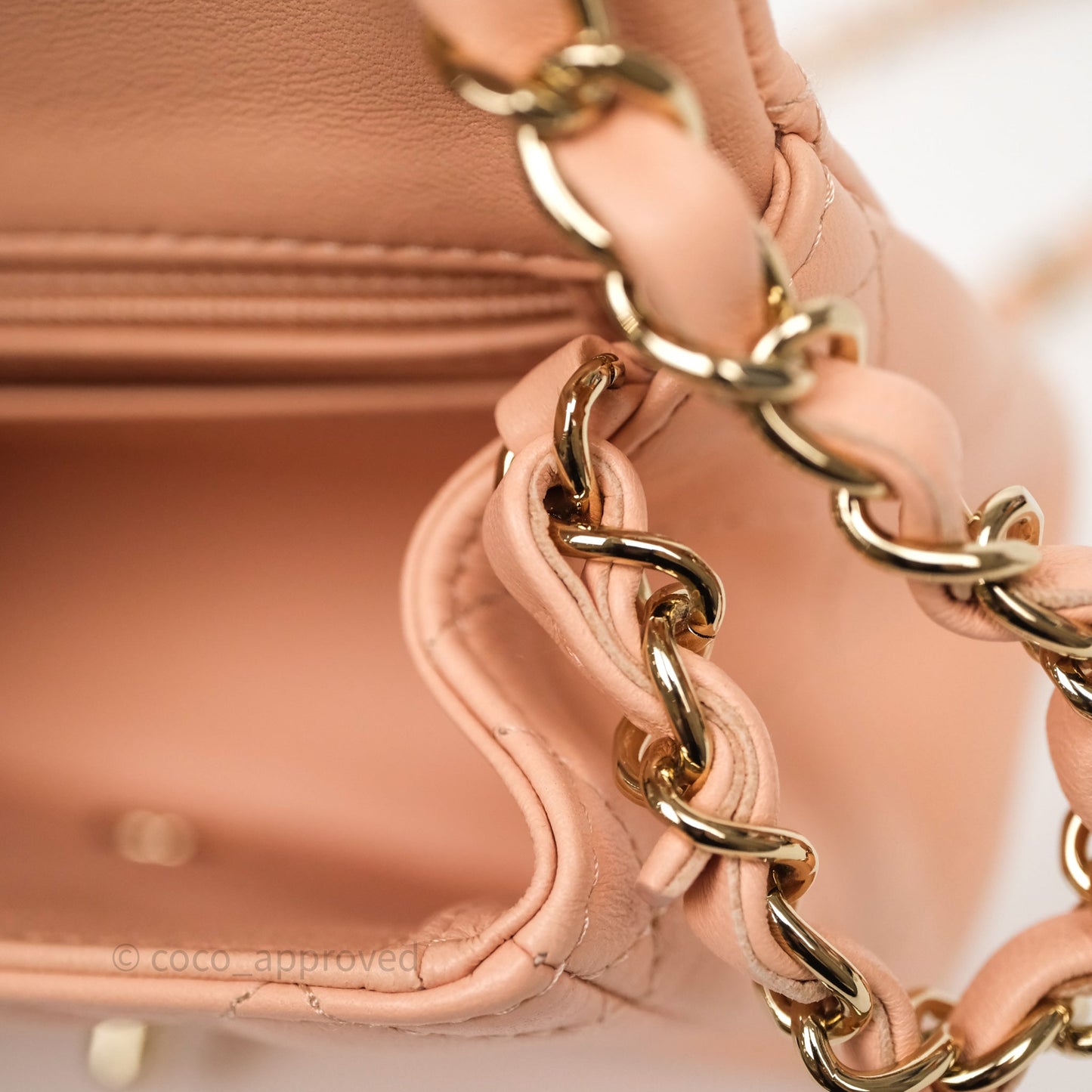 Chanel Mini Square Flap Quilted Orange Clair Lambskin Gold Hardware