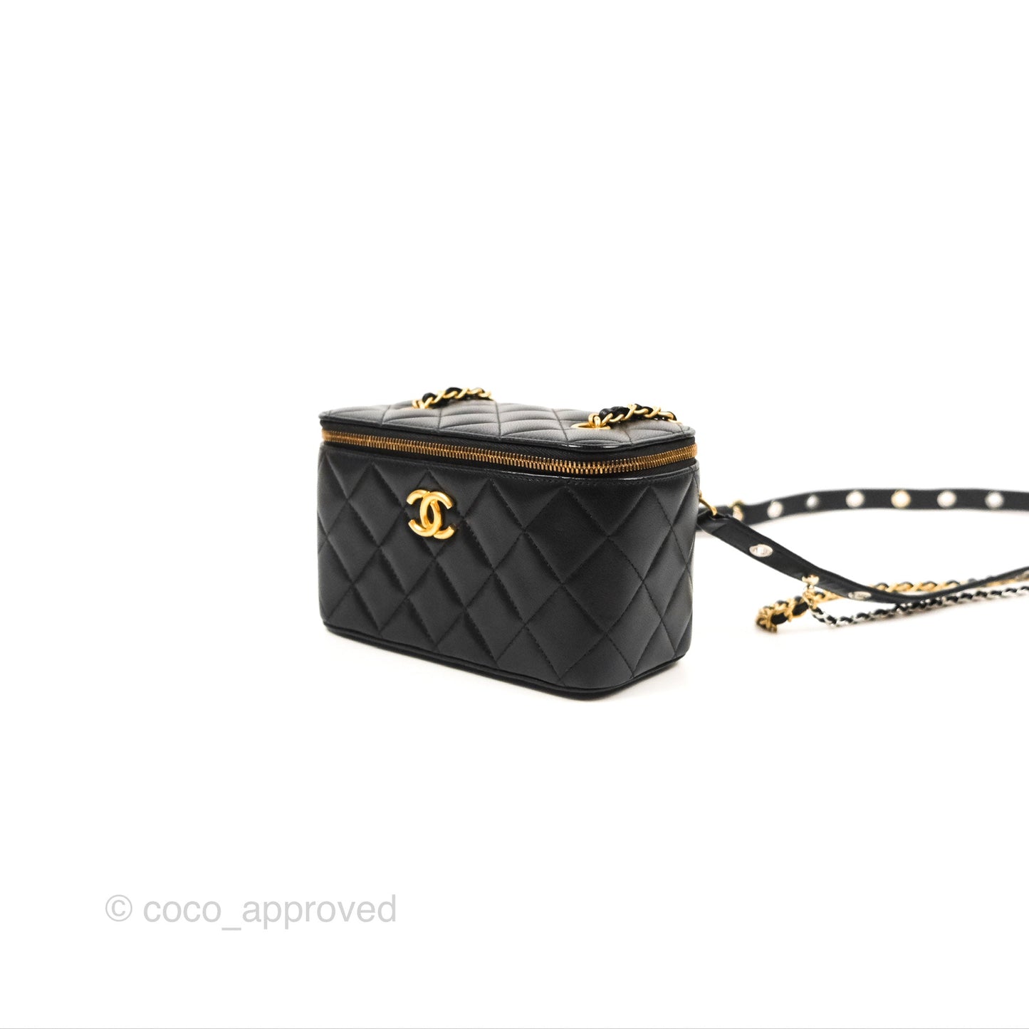 Chanel Vanity With Chain Black Goatskin Aged Gold Hardware
