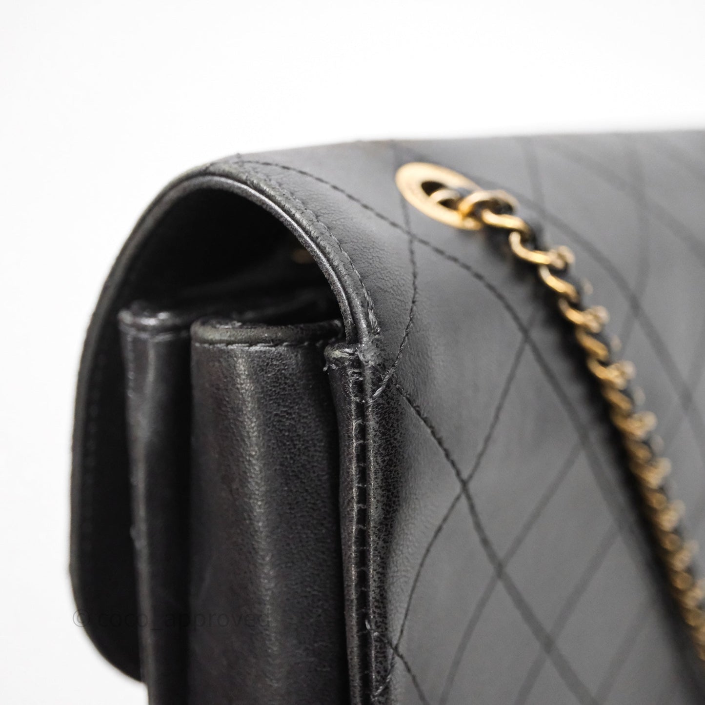 Chanel Quilted Flap Bag Black Calfskin Aged Gold Hardware