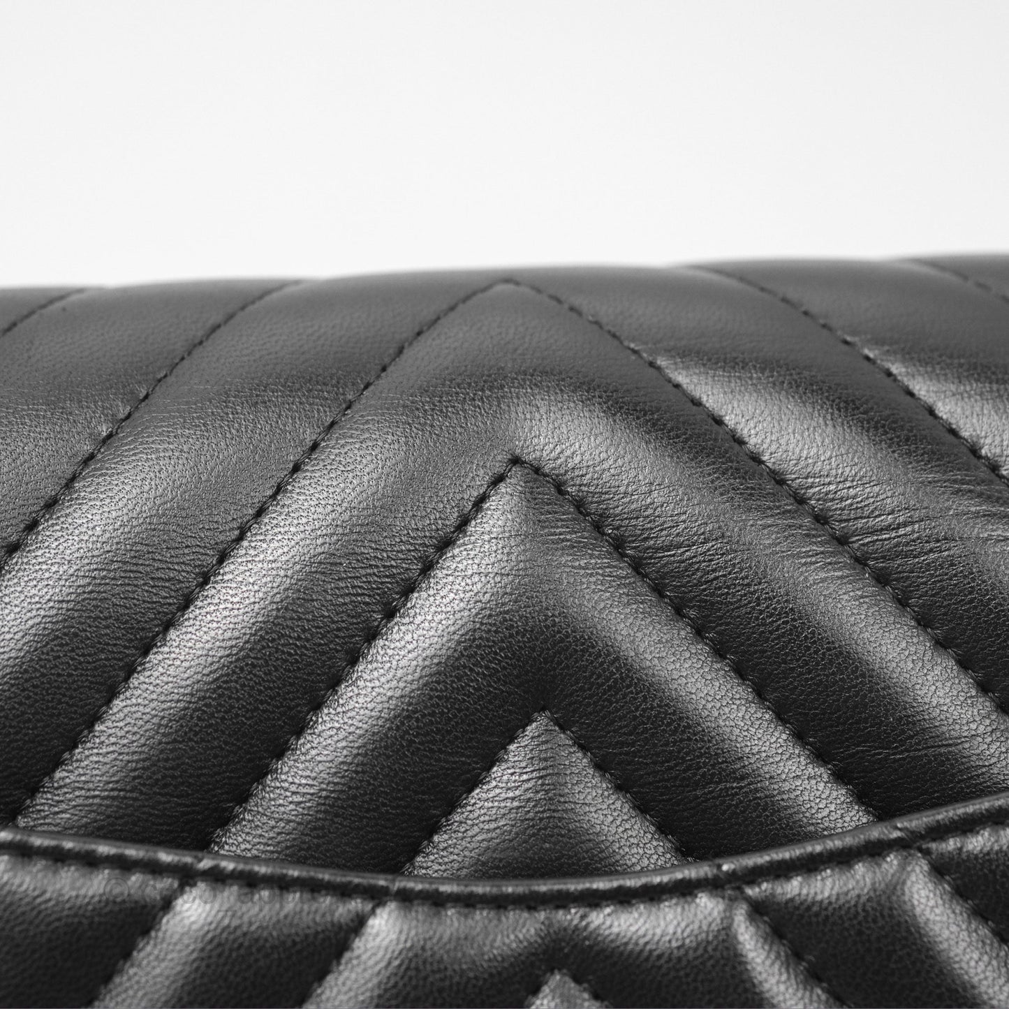 Chanel Small Classic Chevron Flap Black Lambskin Silver Hardware