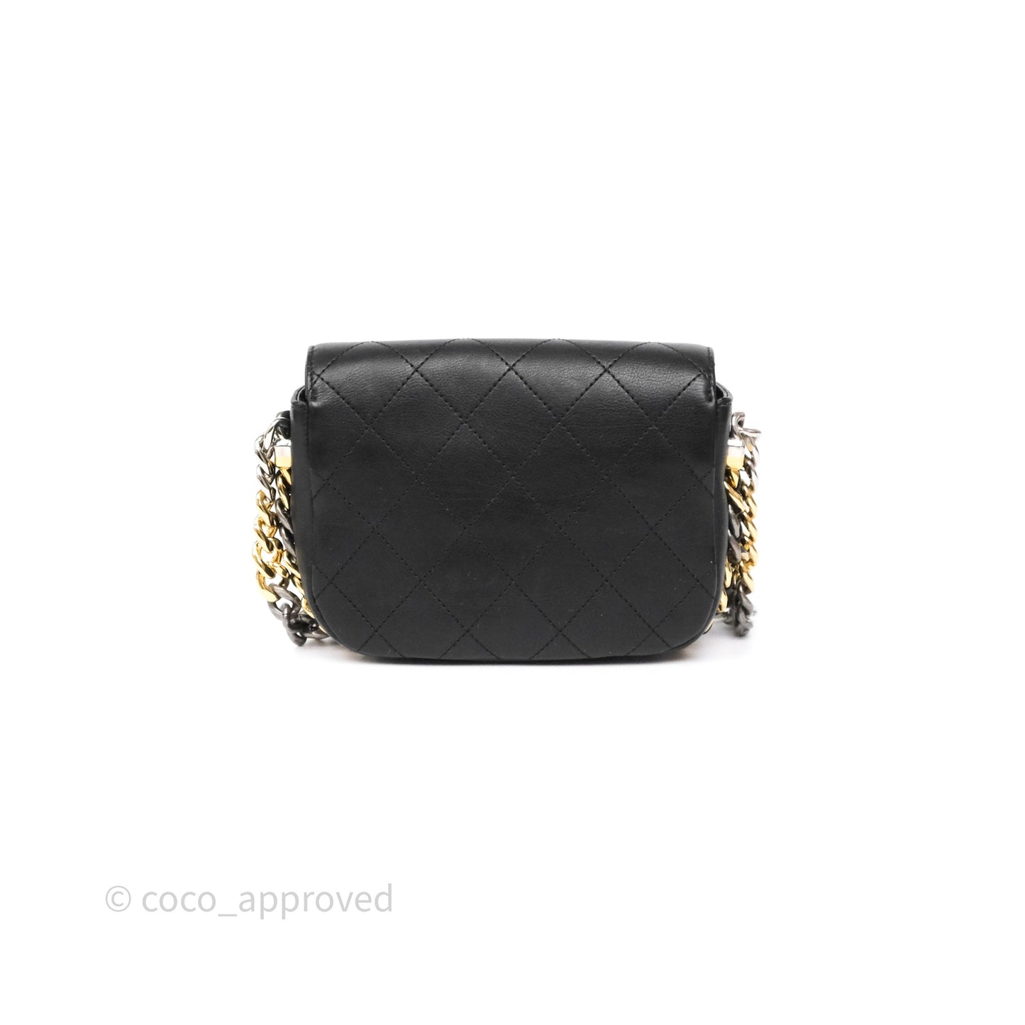 Chanel Small Precious Union Flap Black Calfskin Gold & Silver Hardware