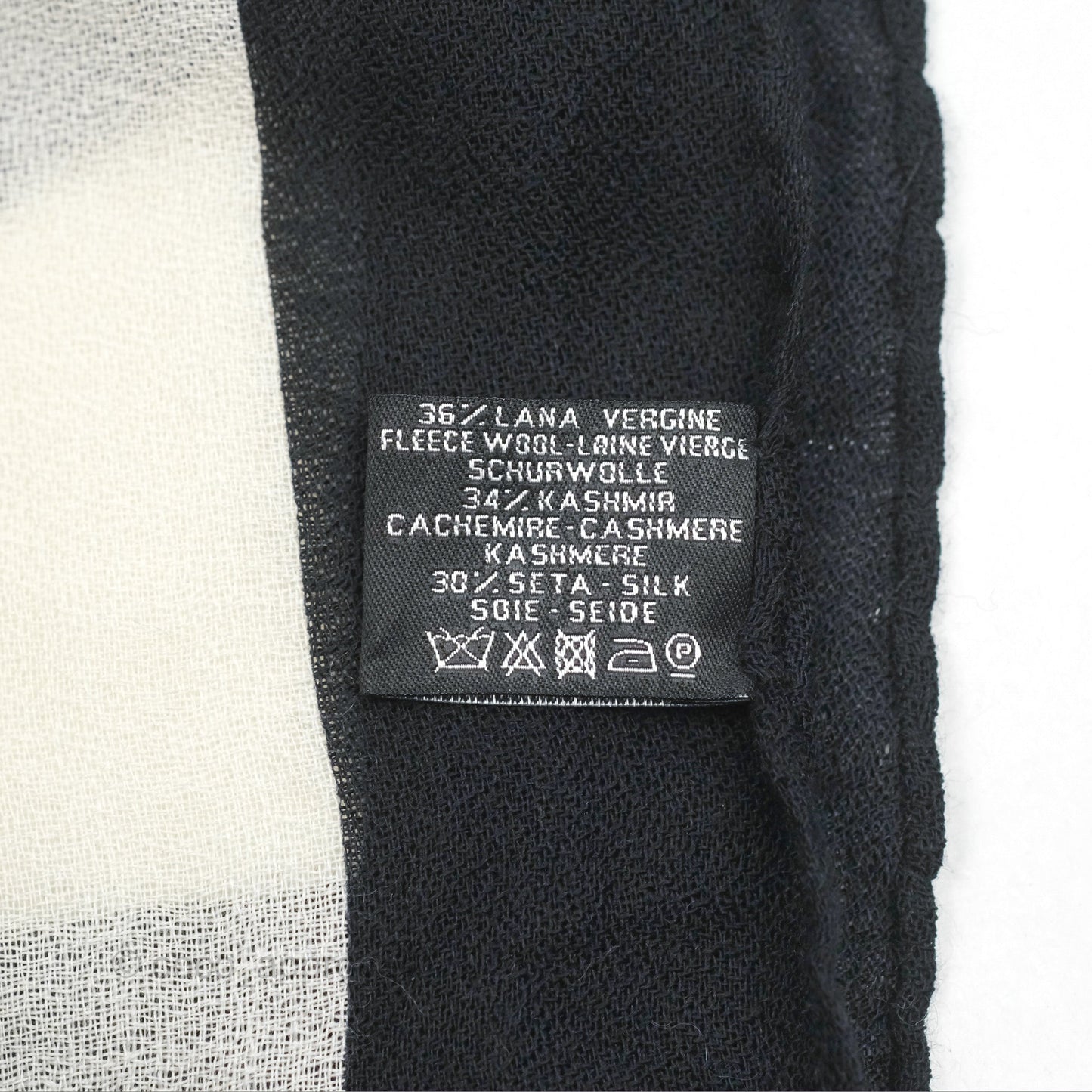 Chanel Pearl Chain CC Print Scarf Wool/Cashmere/Silk Ivory Black