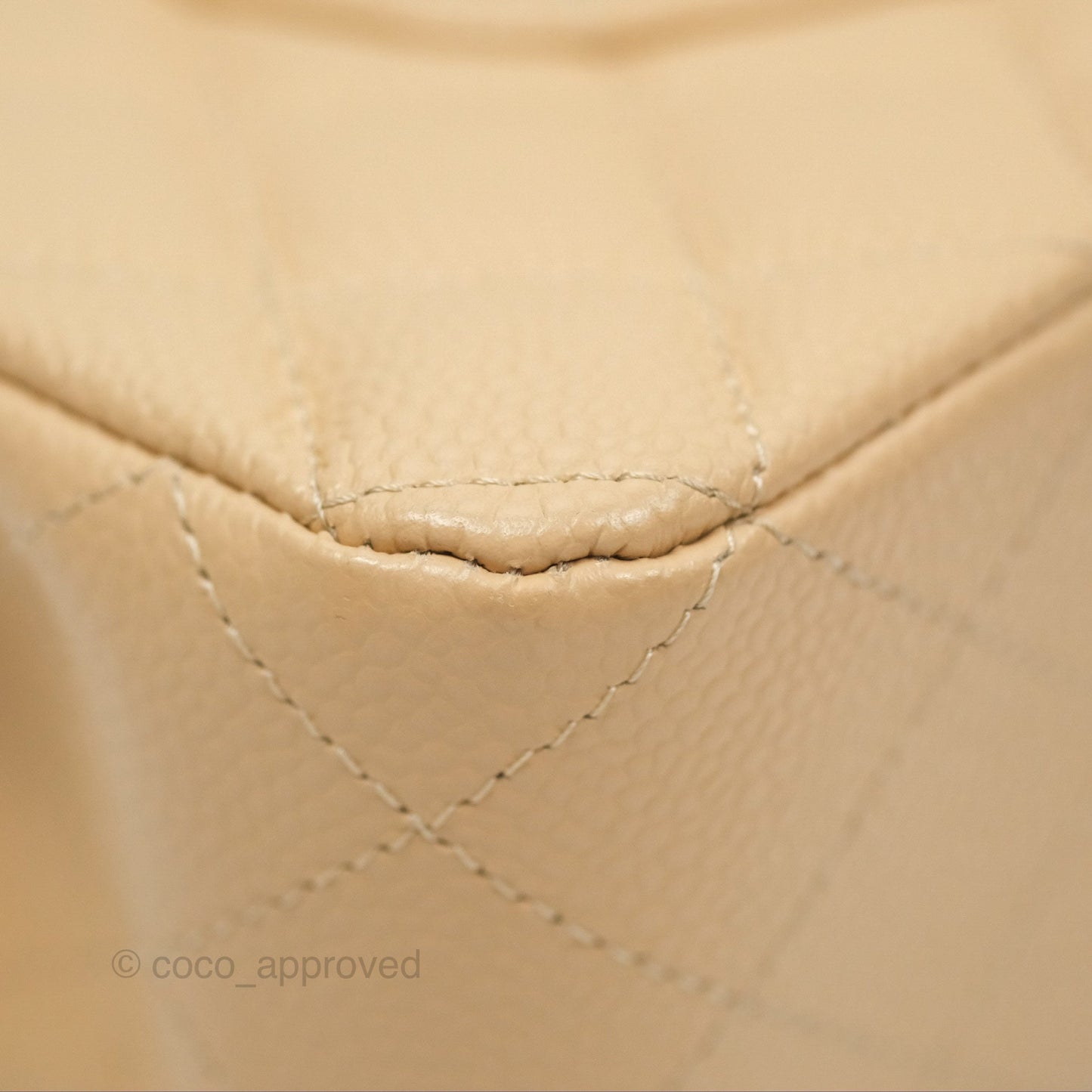 Chanel Classic M/L Medium Flap Quilted Beige Caviar Gold Hardware
