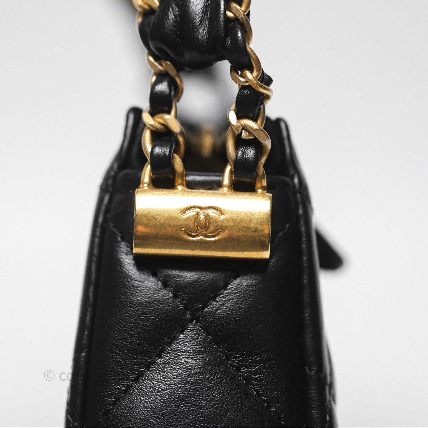 Chanel Hobo Bag Black Aged Calfskin Aged Gold Hardware