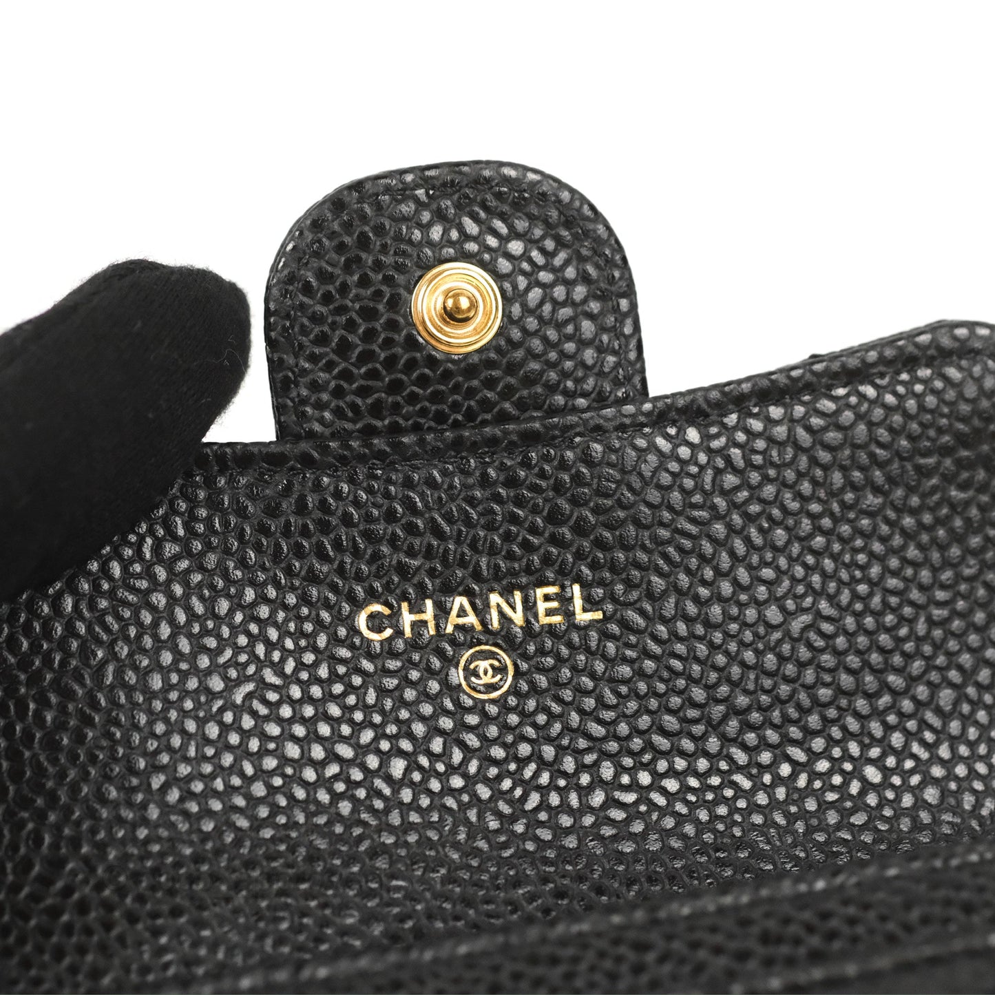 Chanel Classic Quilted Flap Card Holder Black Caviar Gold Hardware