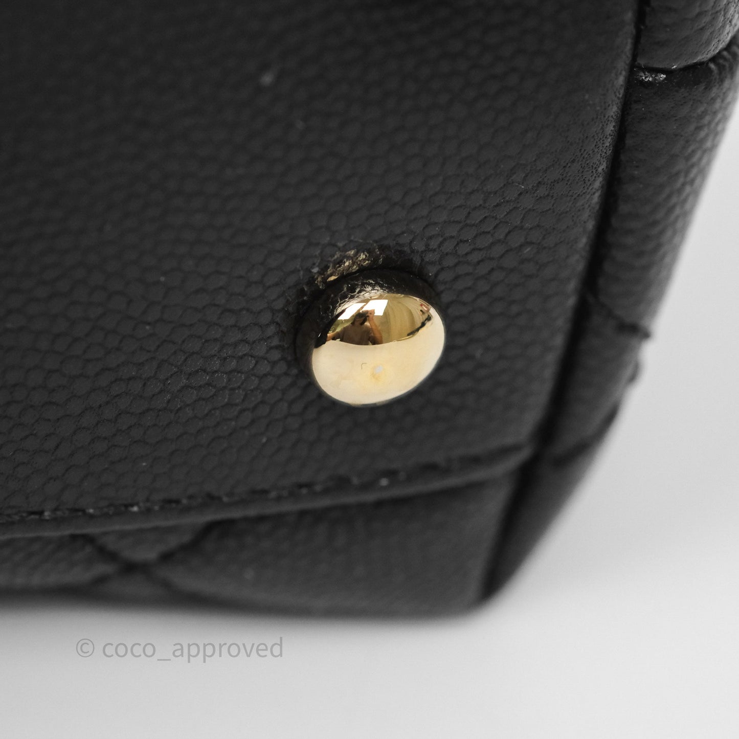 Chanel Small Coco Handle Quilted Black Caviar Gold Hardware Lizard Handle