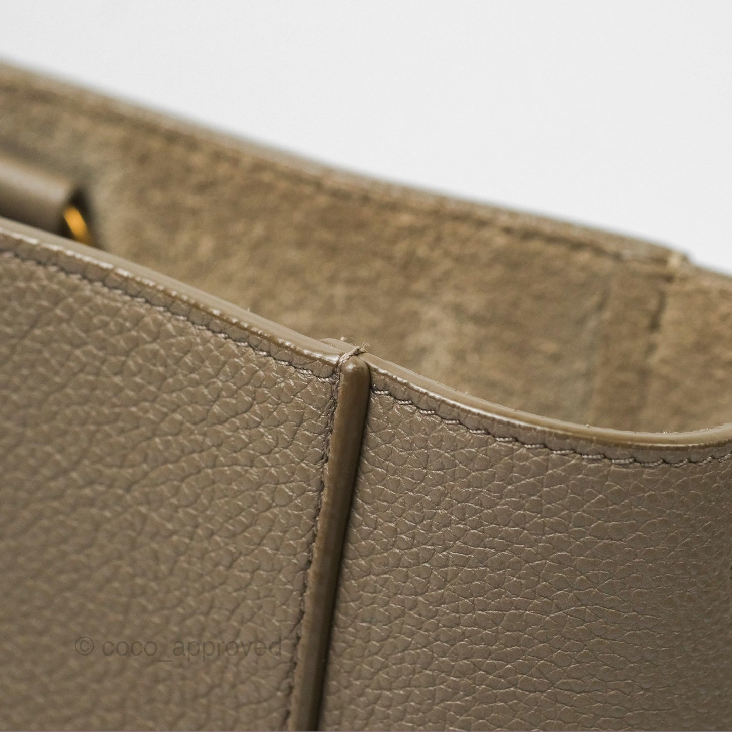 Celine Small Sangle Bucket Bag Taupe Grained Calfskin Gold Hardware