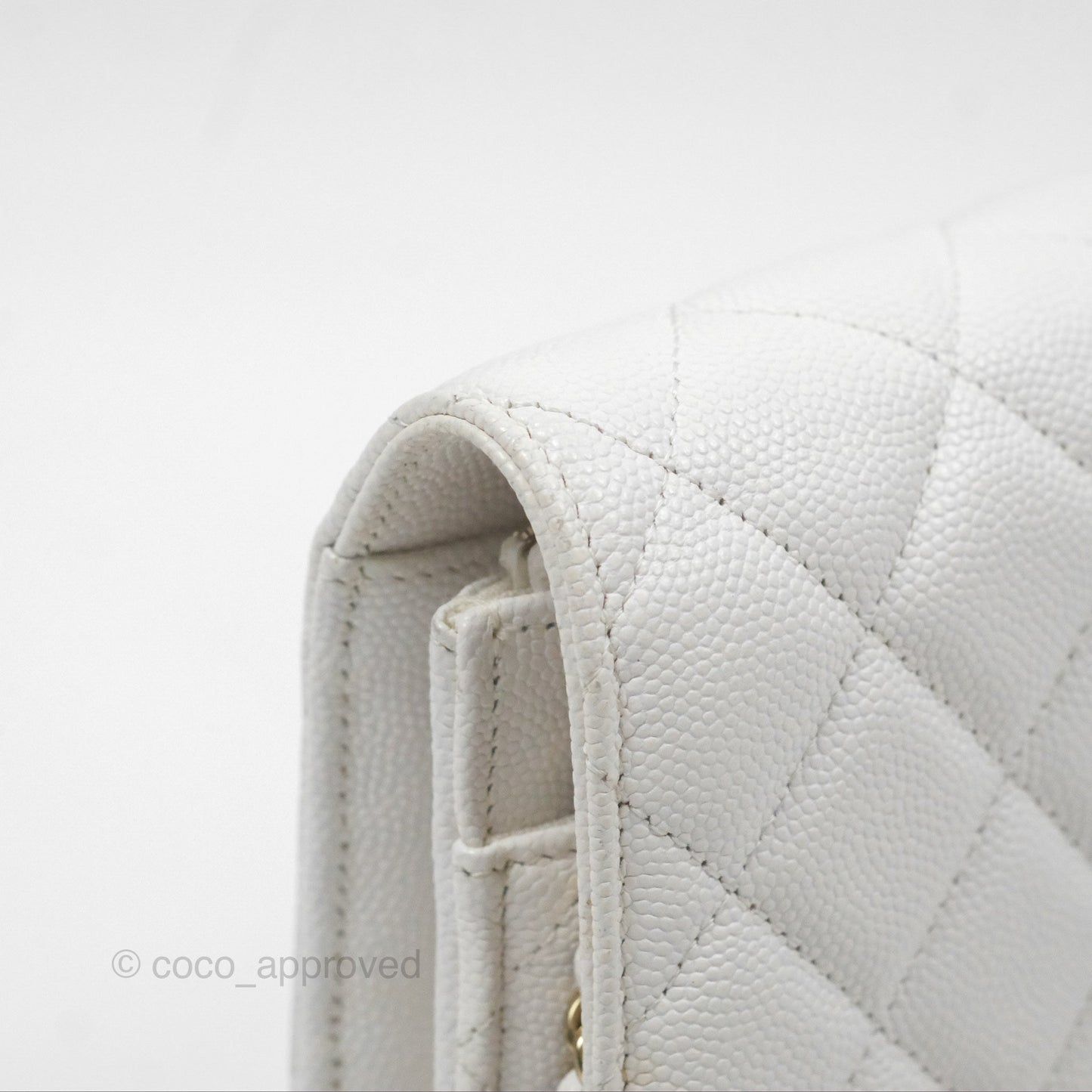 Chanel Quilted Classic Wallet on Chain WOC White Caviar Gold Hardware