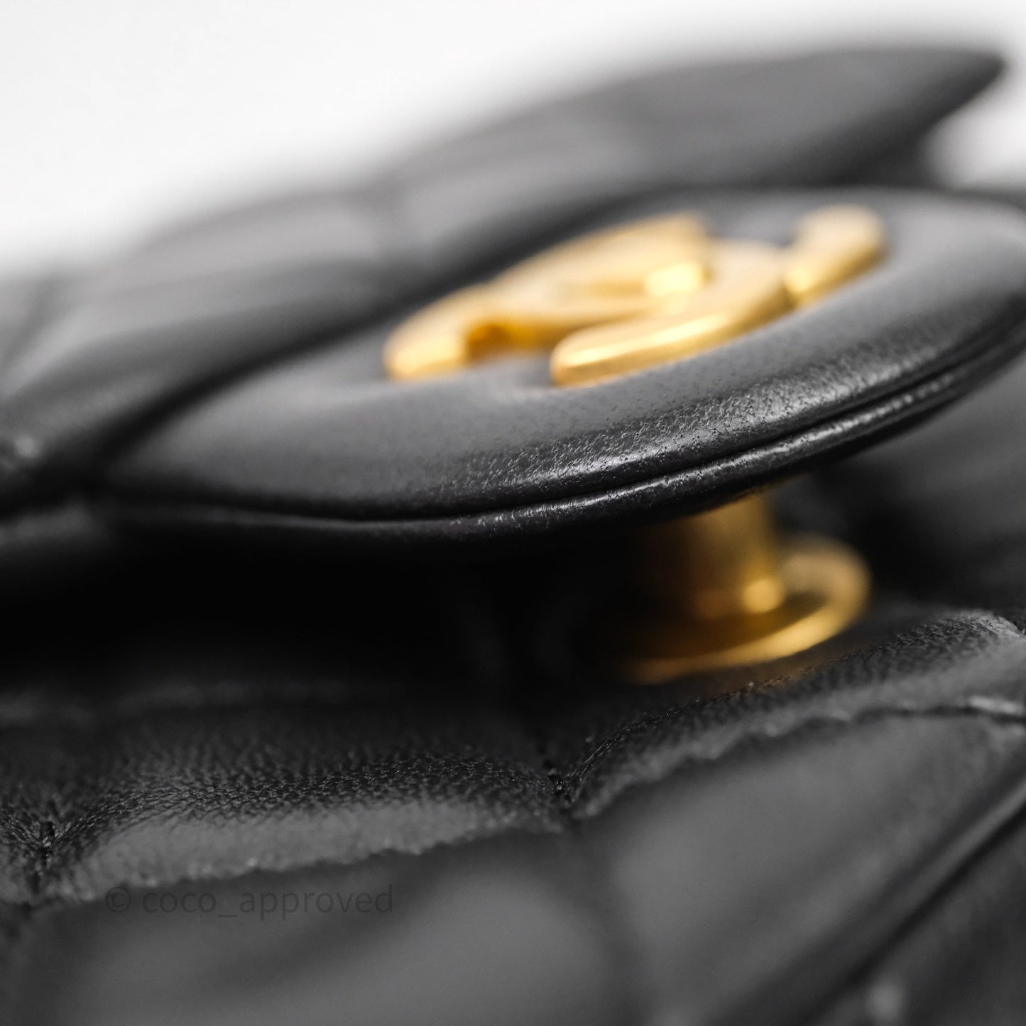 Chanel Pearl Crush Mini Square Quilted Black Lambskin Aged Gold Hardware