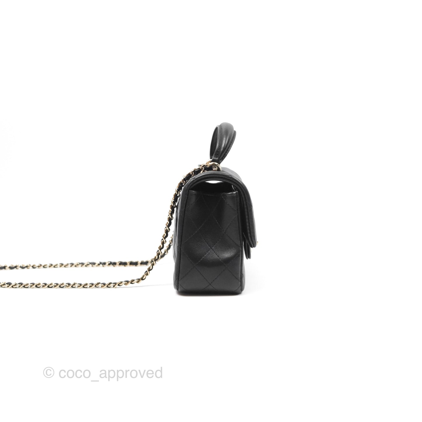 Chanel Top Handle Mini Rectangular Flap Black Lambskin Gold Hardware