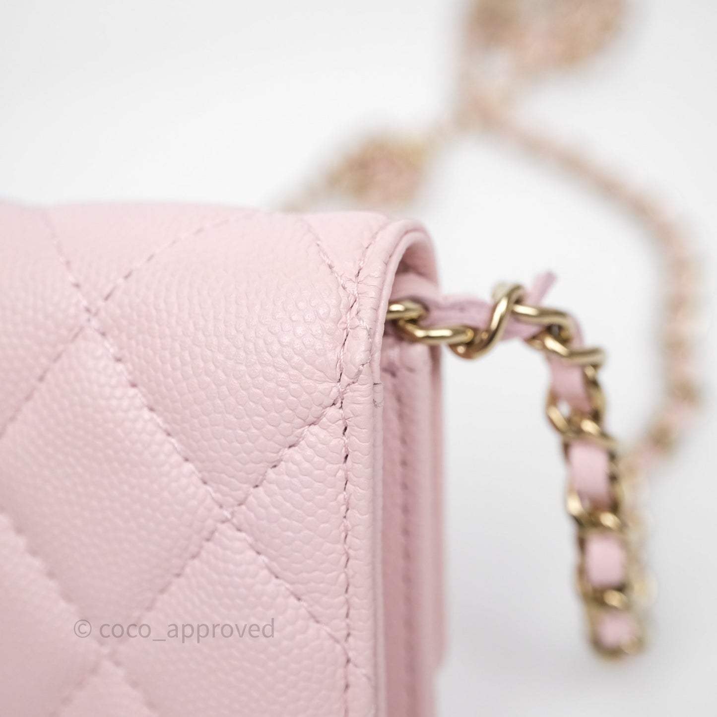 Chanel Mini Clutch With Chain Light Pink Caviar Gold Hardware