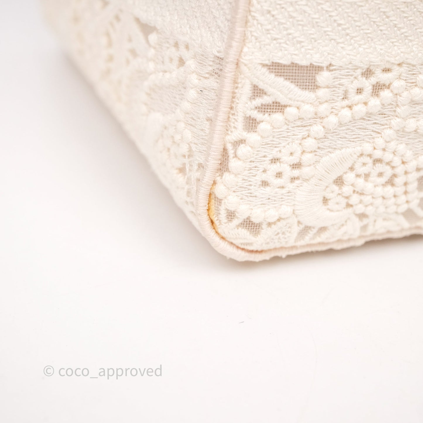 Christian Dior Lace Medium Lady Dior Ivory White Gold Hardware