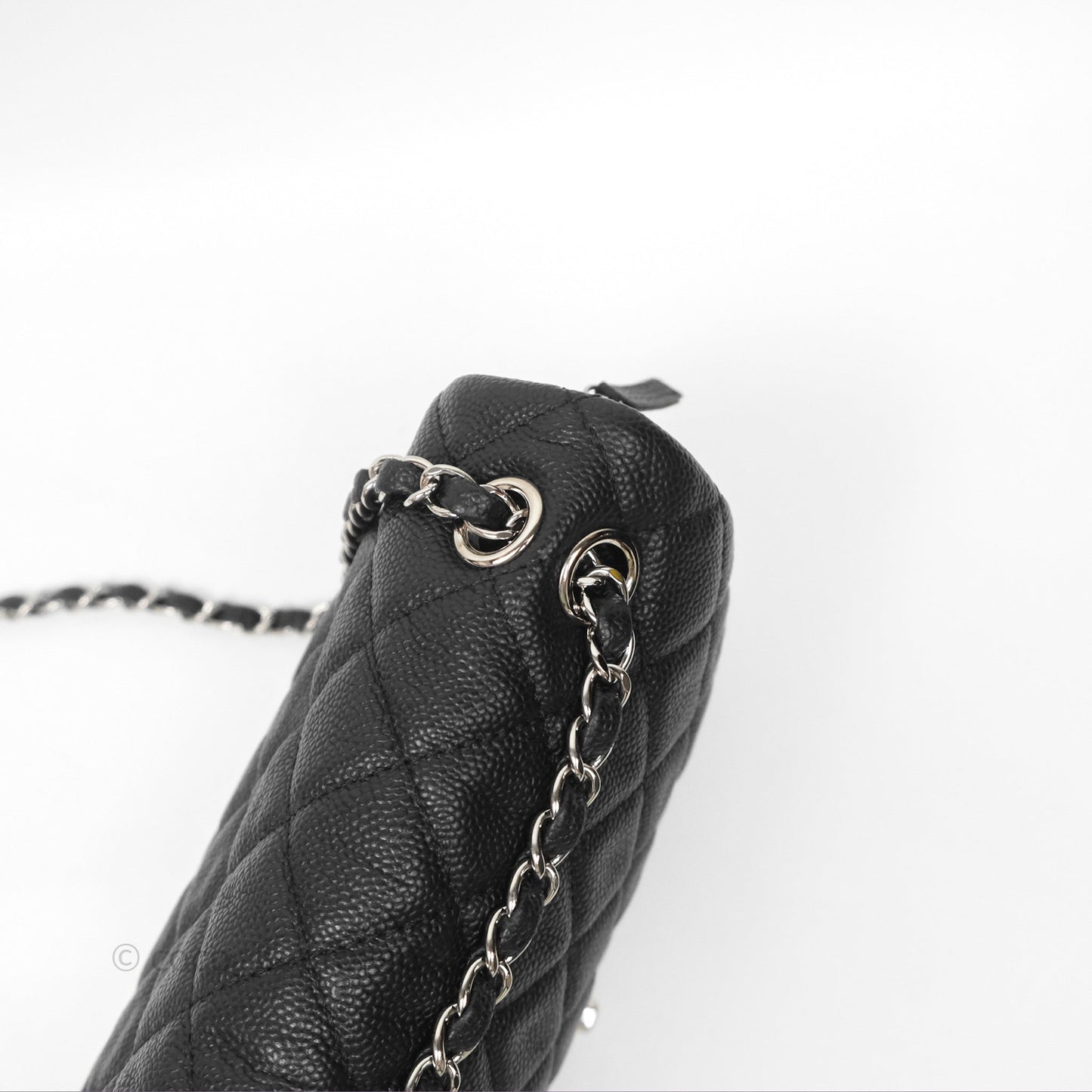 Chanel Quilted Easy Flap Bag Black Caviar Silver Hardware
