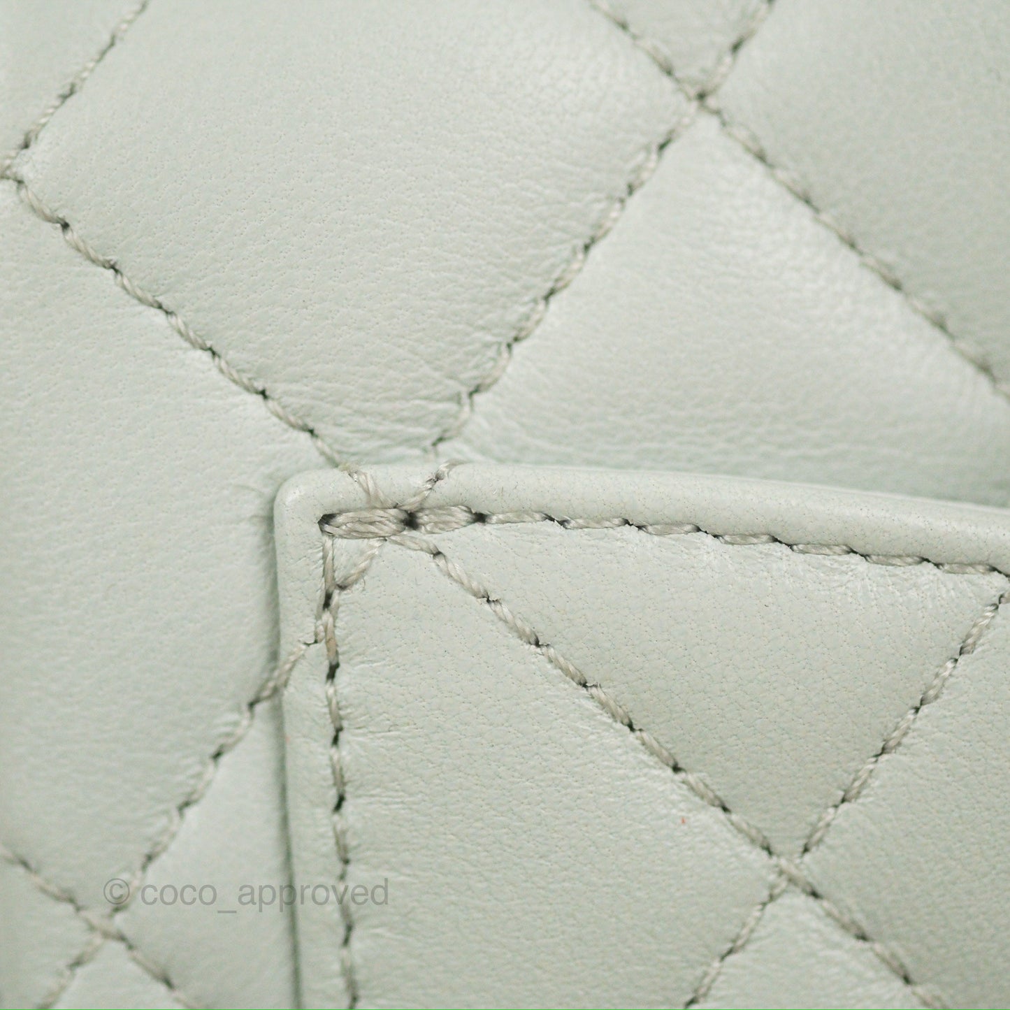 Chanel Quilted Mini Square Flap with Camellia Adjustable Chain Blue Clair Lambskin 23S
