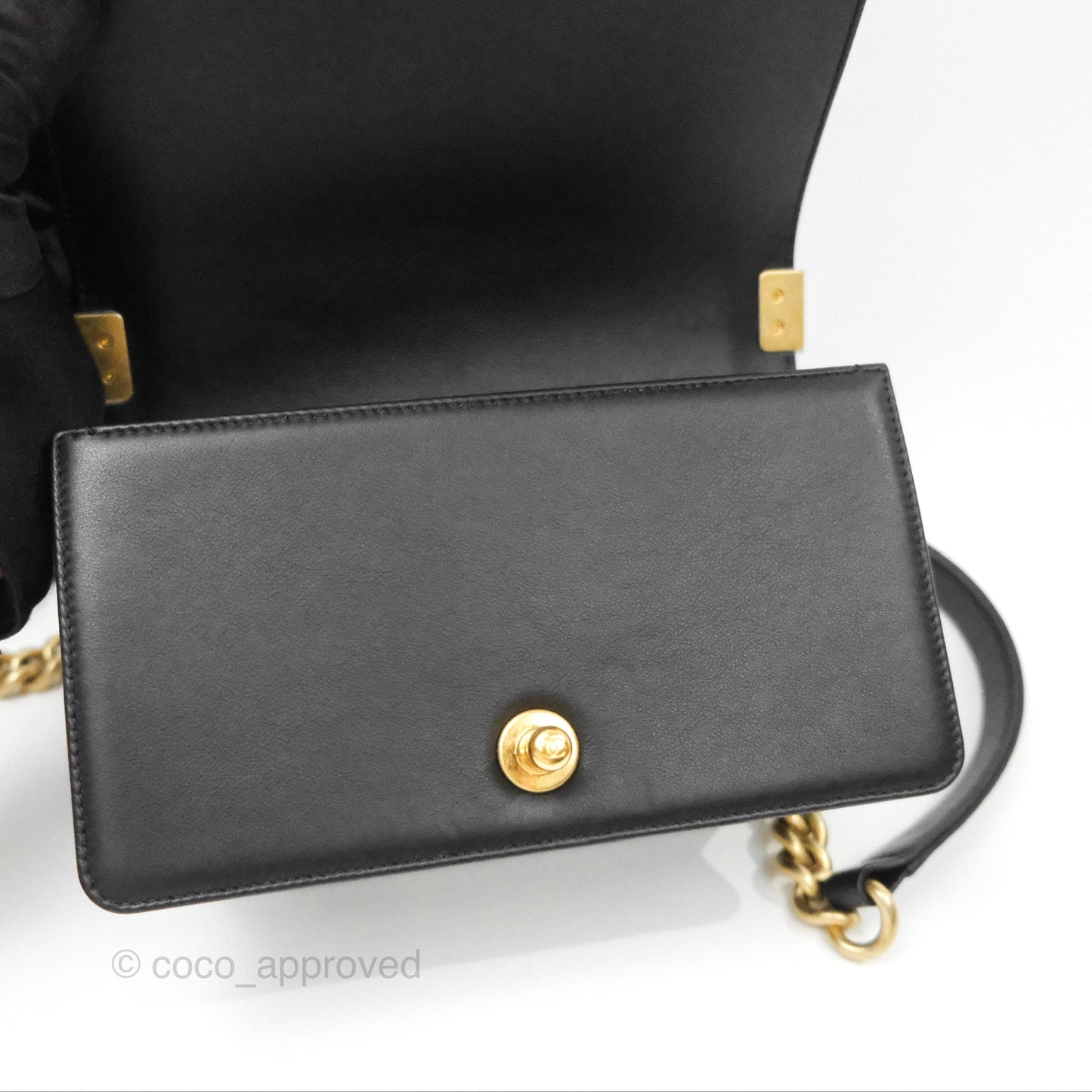 Chanel Small Boy Black Calfskin Gold Hardware