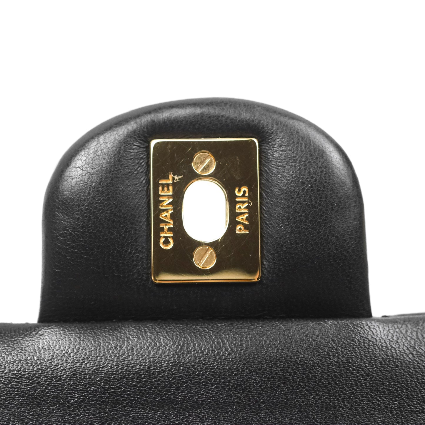 Chanel Classic M/L Medium Flap Quilted Black Lambskin Gold Hardware
