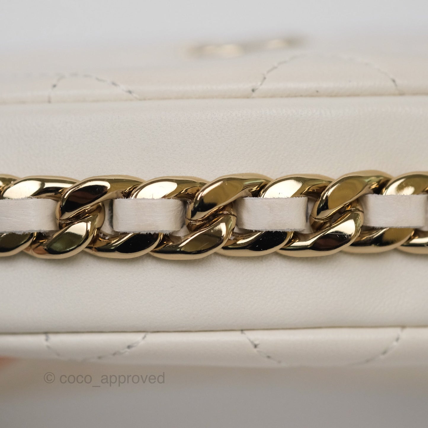 Chanel Chain Around Mini Hobo Pouch White Lambskin Gold Hardware 23C