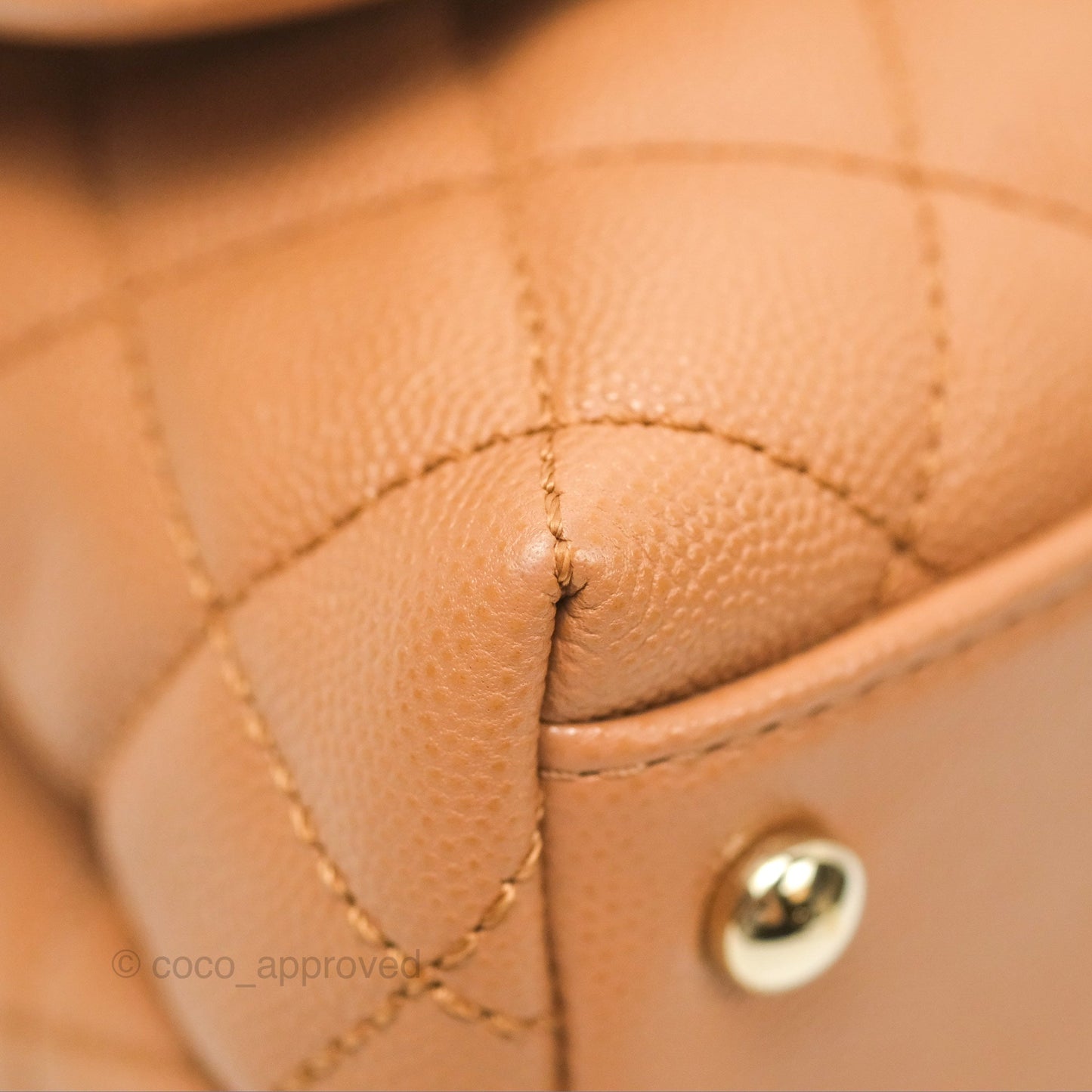 Chanel Mini Coco Handle Dark Beige Caviar Lizard Handle Gold Hardware