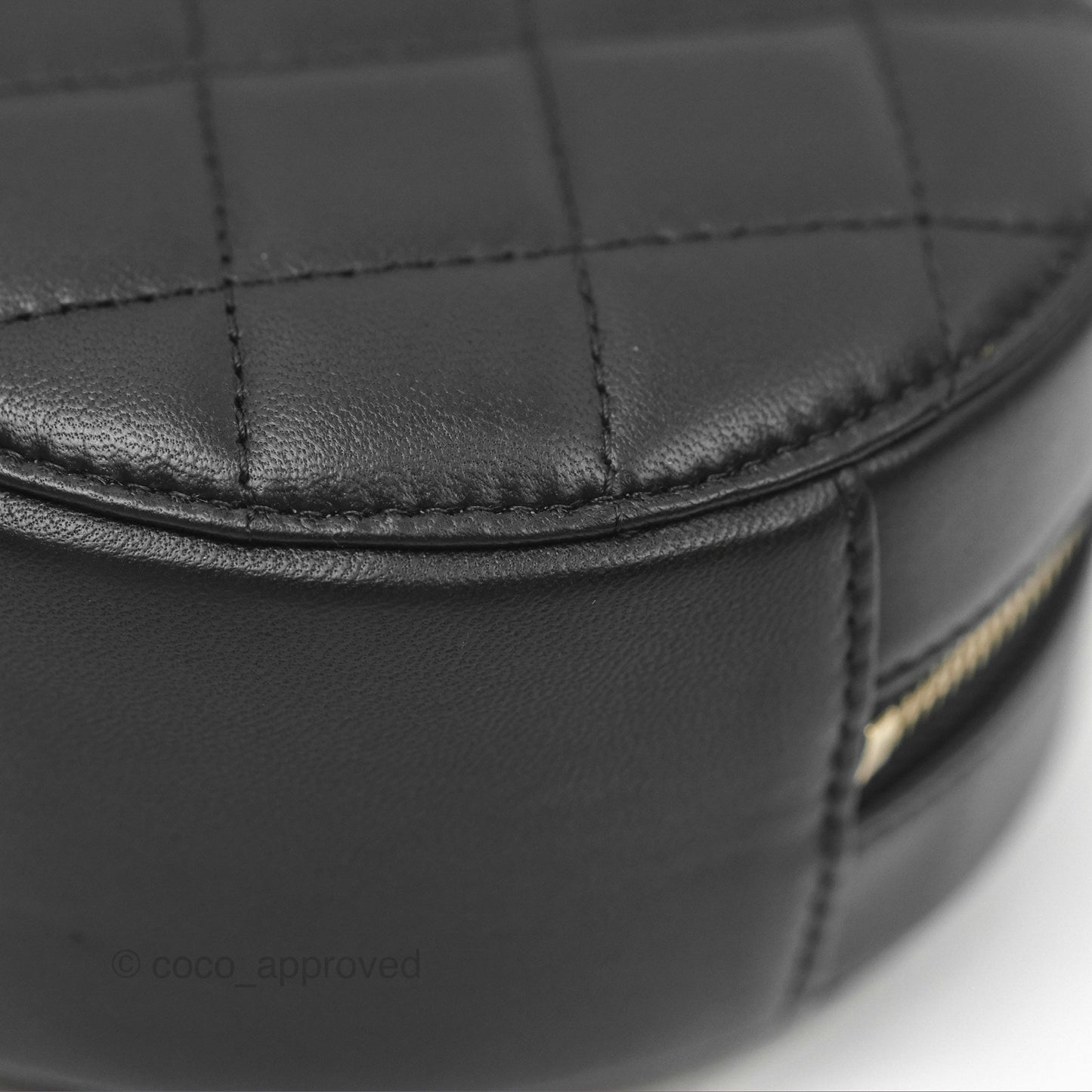 Chanel Quilted Round Pearl Crush Clutch With Chain Black Lambskin Aged Gold Hardware