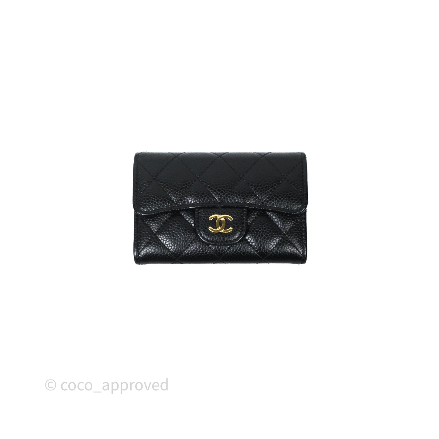 Chanel Classic Quilted Flap Card Holder Black Caviar Gold Hardware