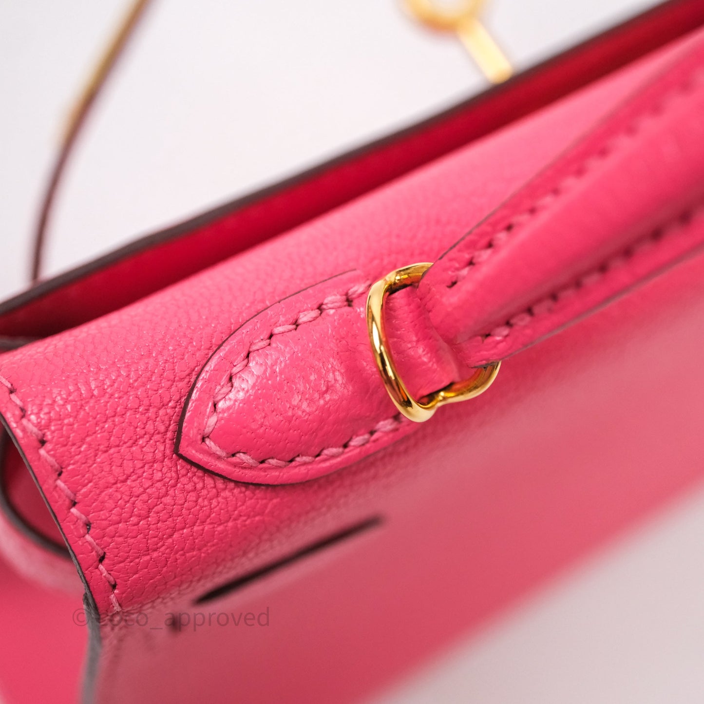 Hermes Mini Kelly II Chevre Mysore U5 Rose Lipstick Gold Hardware