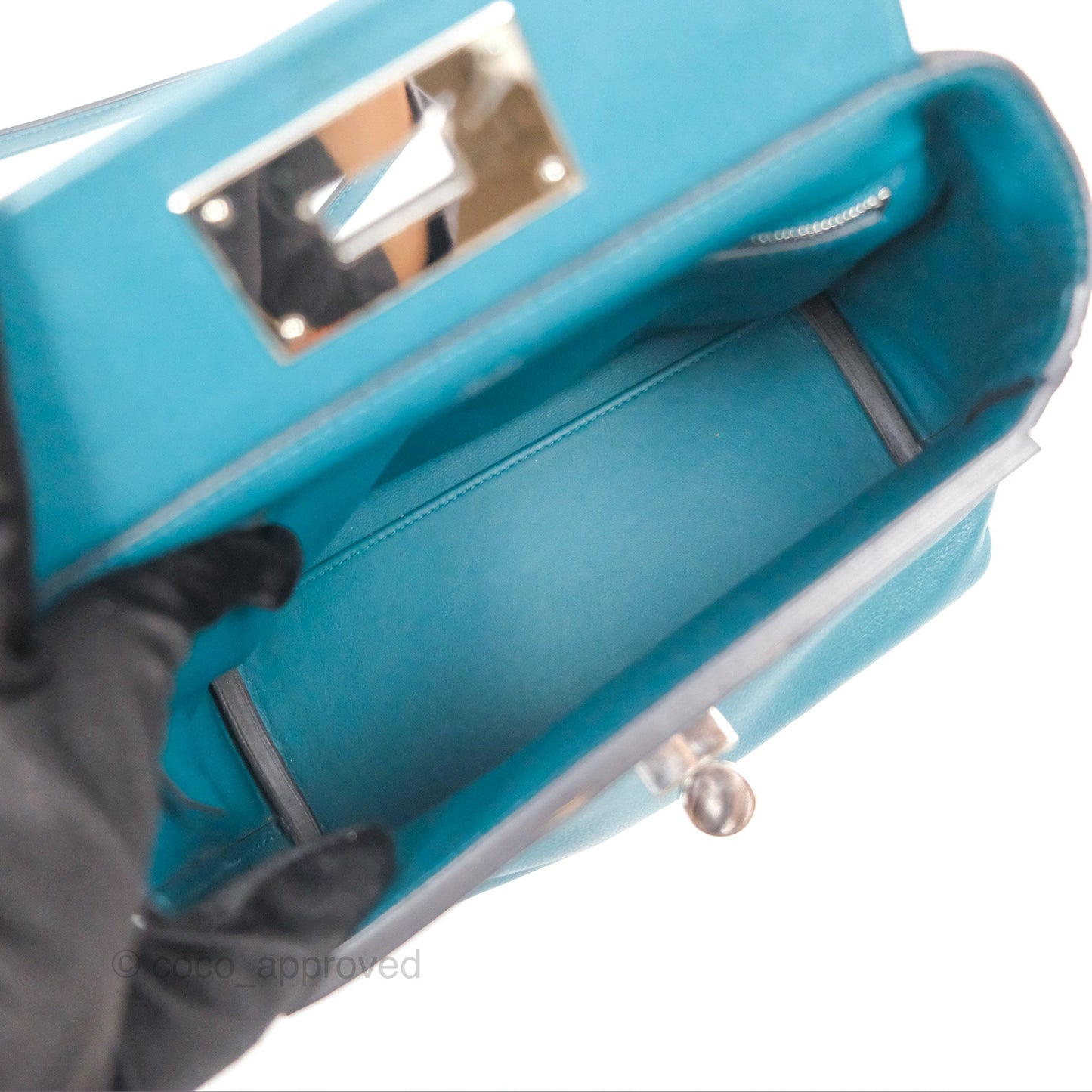 Hermès 24/24 21 Mini Vert Bosphore Evercolor Swift Palladium Hardware