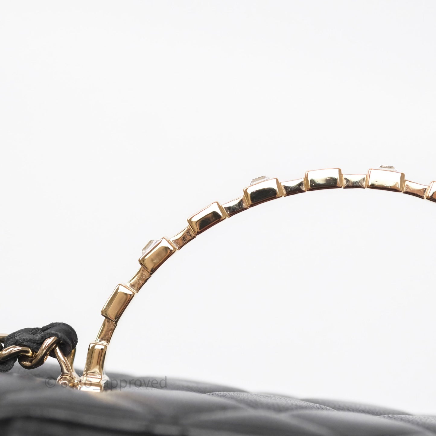 Chanel Crystals Top Handle Vanity Rectangular Black Lambskin Gold Hardware