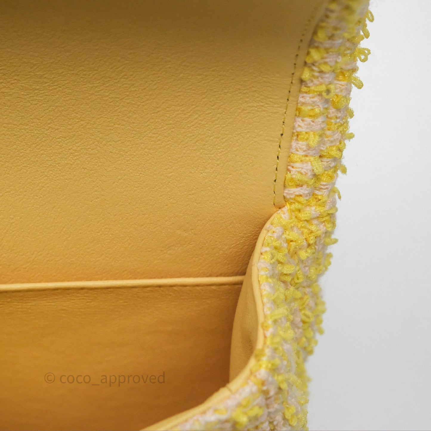 Chanel Classic M/L Medium Flap Quilted Yellow Tweed Gold Hardware