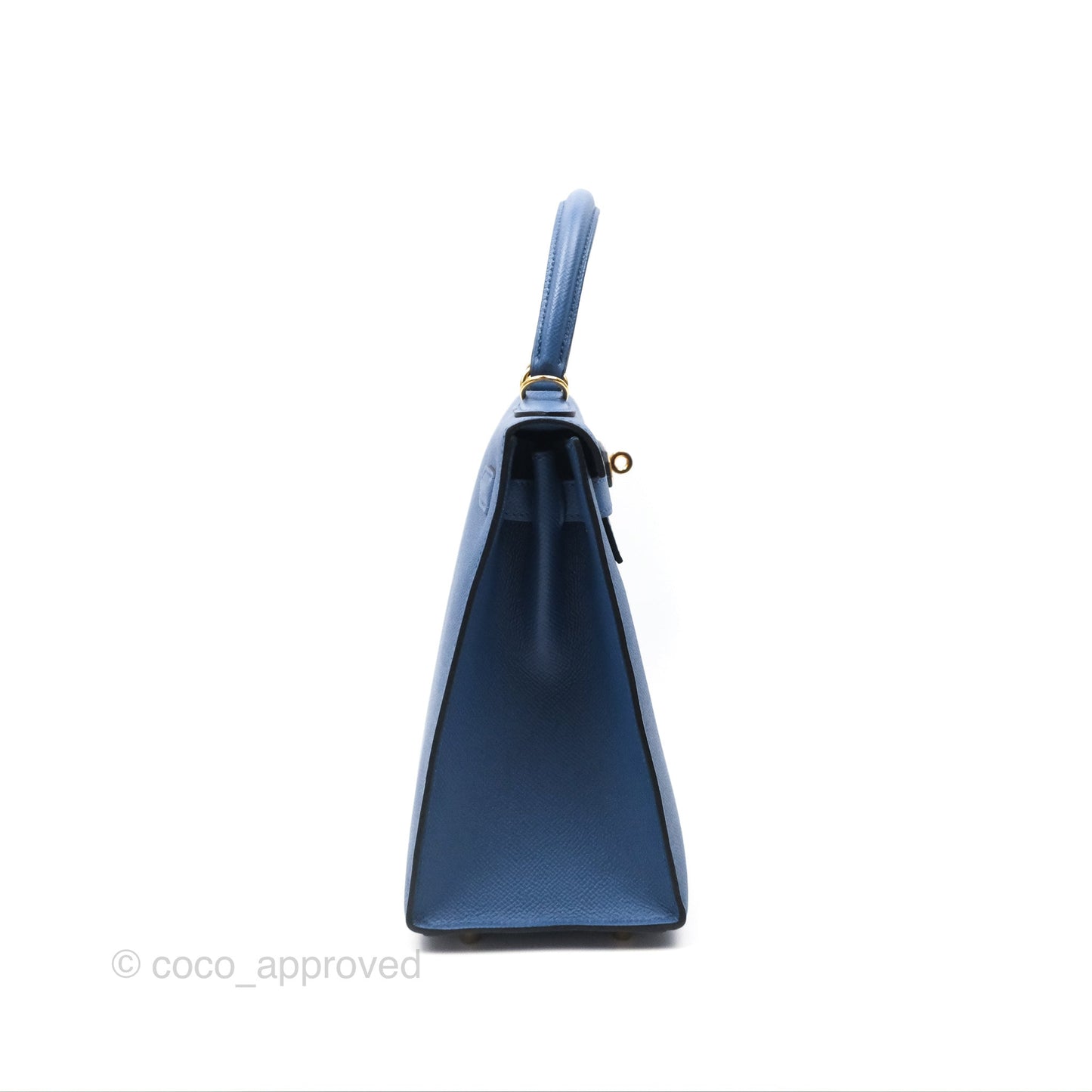 Hermès Sellier Kelly 28 Blue Epsom Gold Hardware