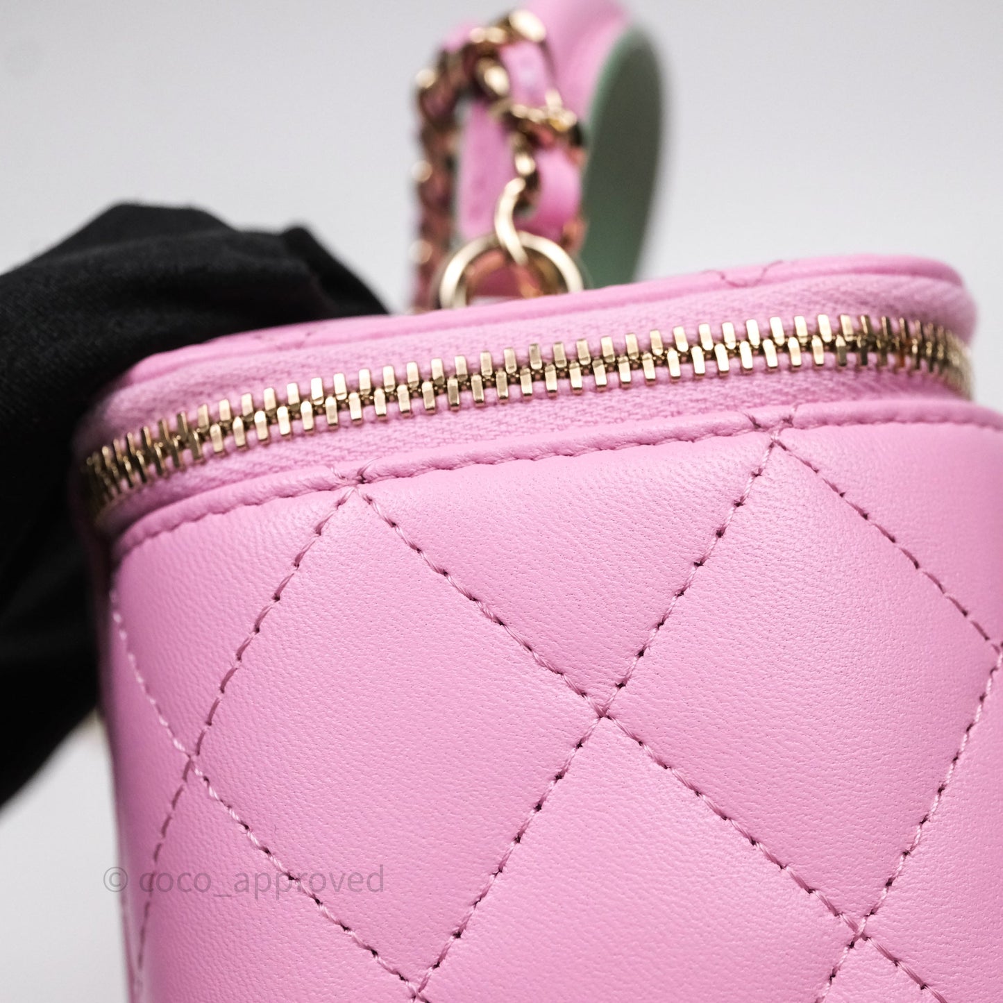 Chanel Vanity Rectangular Top Handle Pink Mint Green Lambskin Gold Hardware