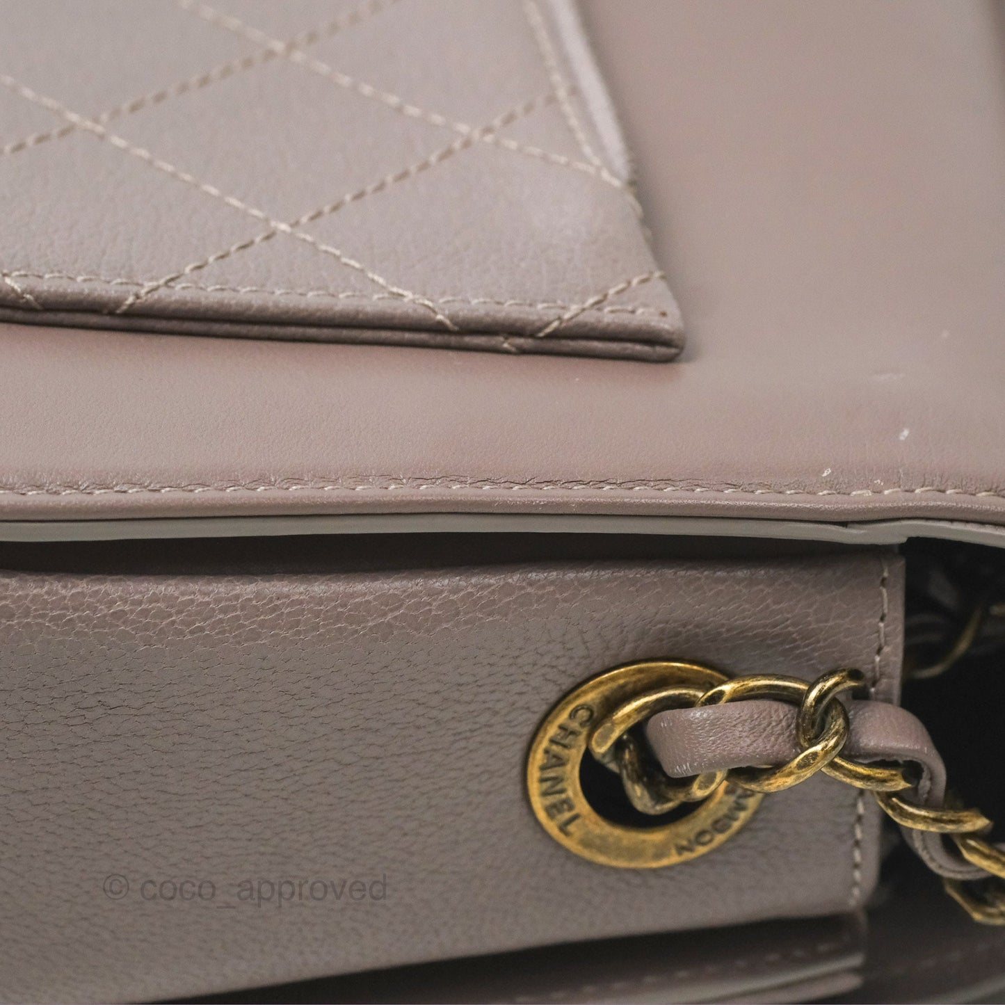 Chanel Coco Curve Flap Burnished Lilac Grey Calfskin Goatskin Antique Gold Hardware