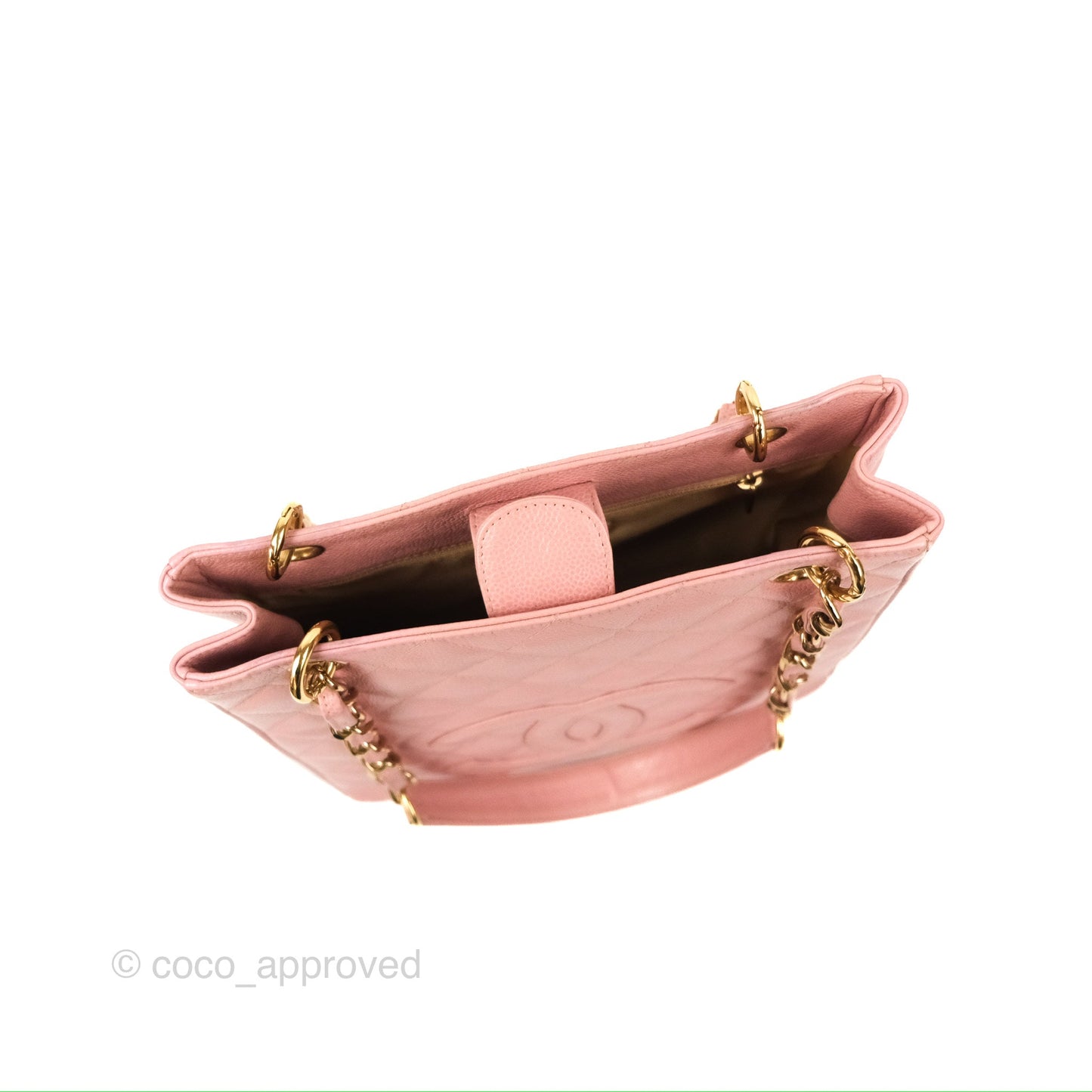Chanel Quilted Petit Shopping Tote PST Sakura Pink Caviar Gold Hardware
