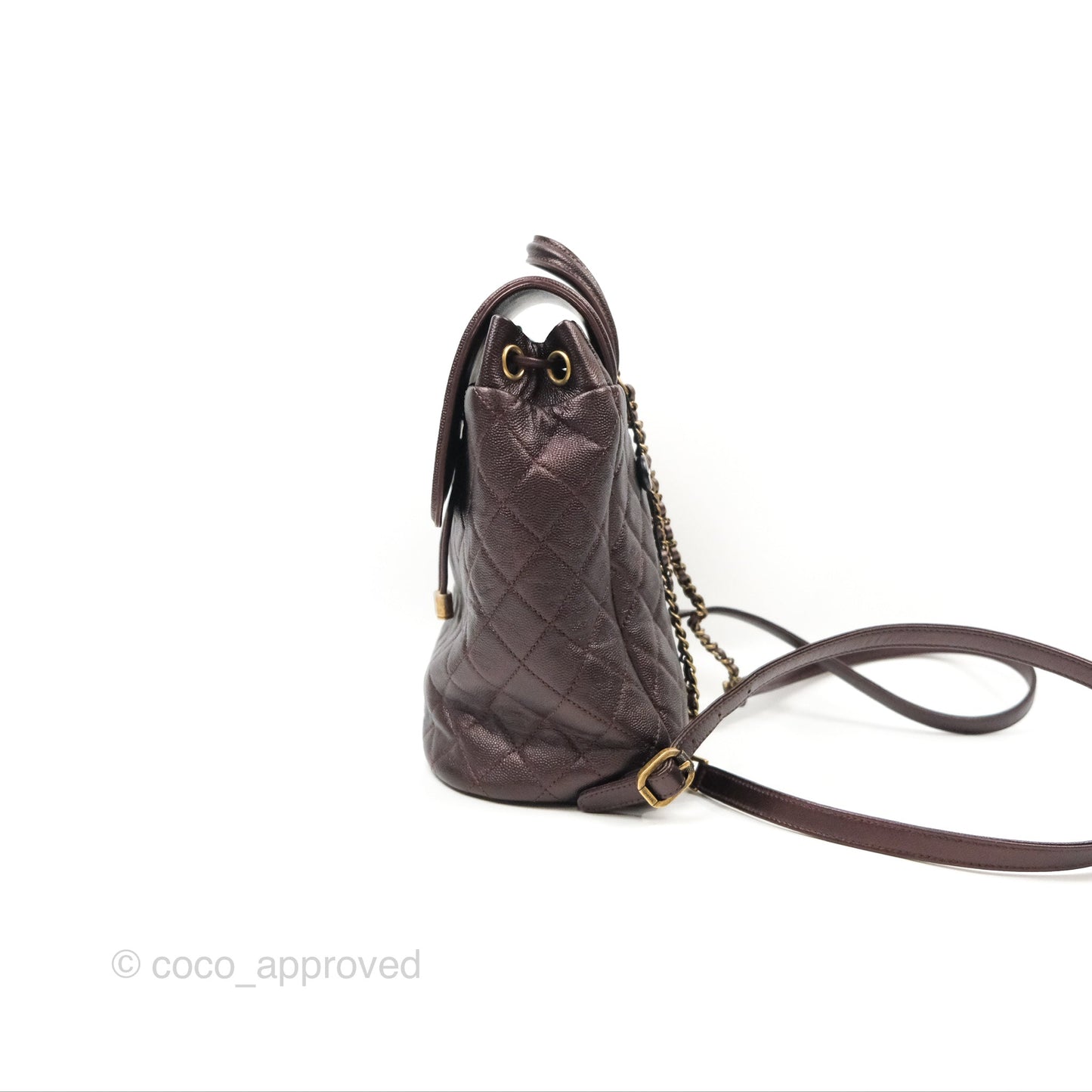 Chanel Quilted Filigree Backpack Iridescent Burgundy Caviar
