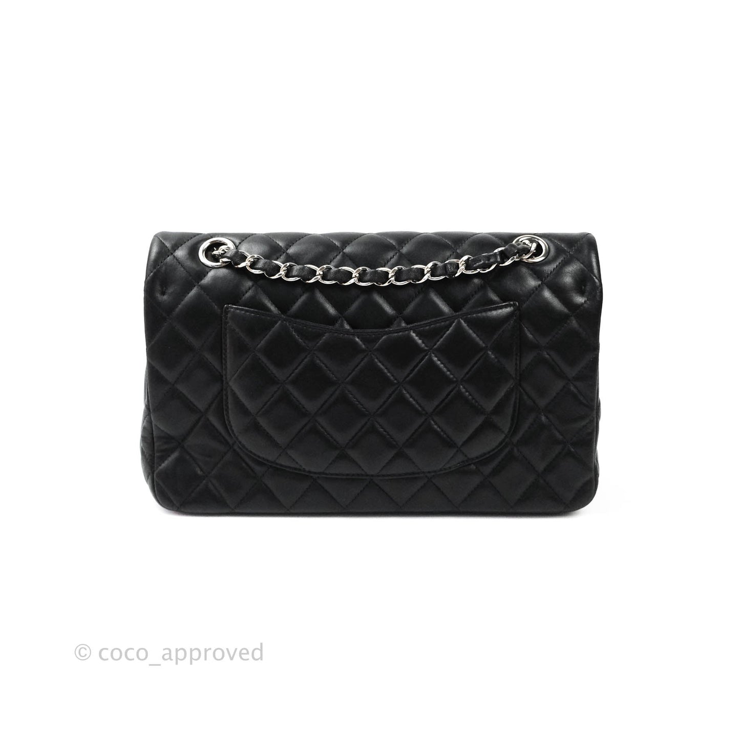 Chanel Classic M/L Medium Flap Bag Valentine Limited Edition Black Lambskin Silver Hardware