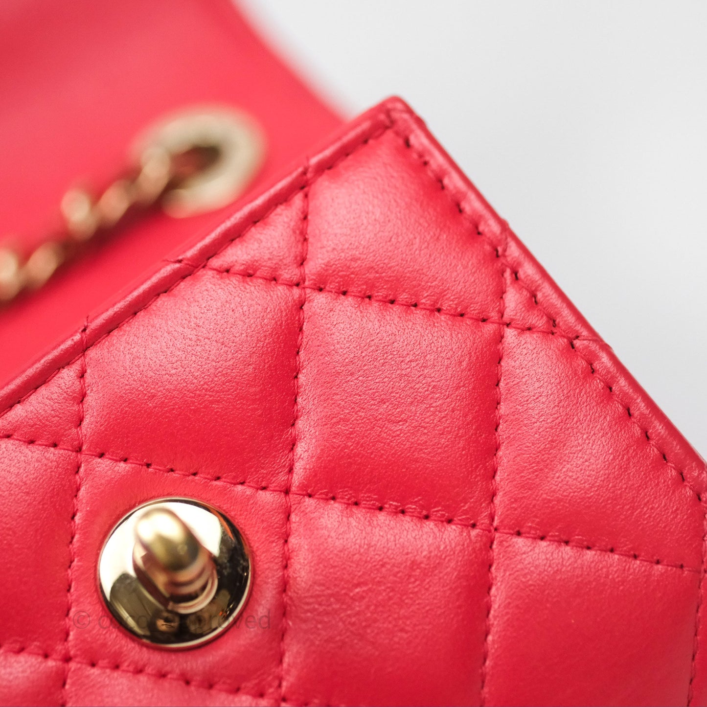 Chanel Mini Quilted Trendy CC Clutch With Chain Red Lambskin Gold Hardware