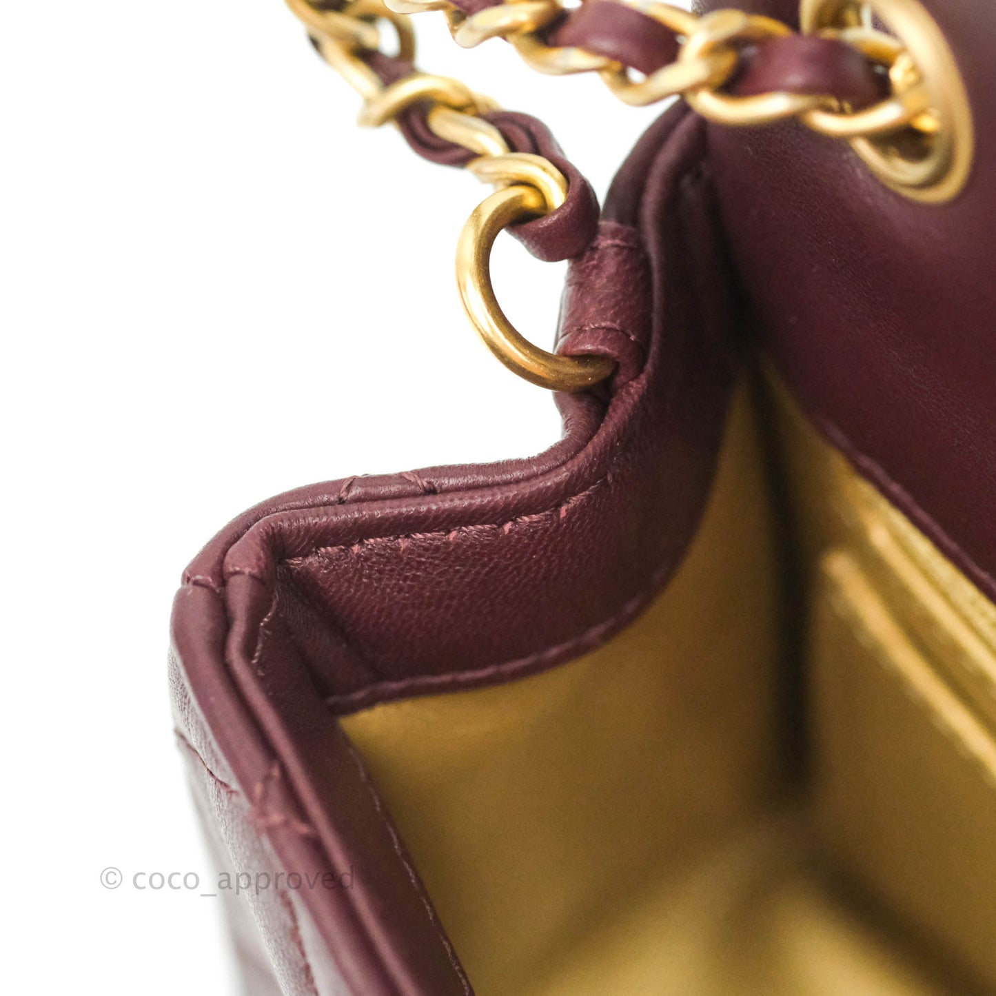 Chanel Mini Rectangular Pearl Crush Quilted Maroon Red Lambskin Gold Hardware