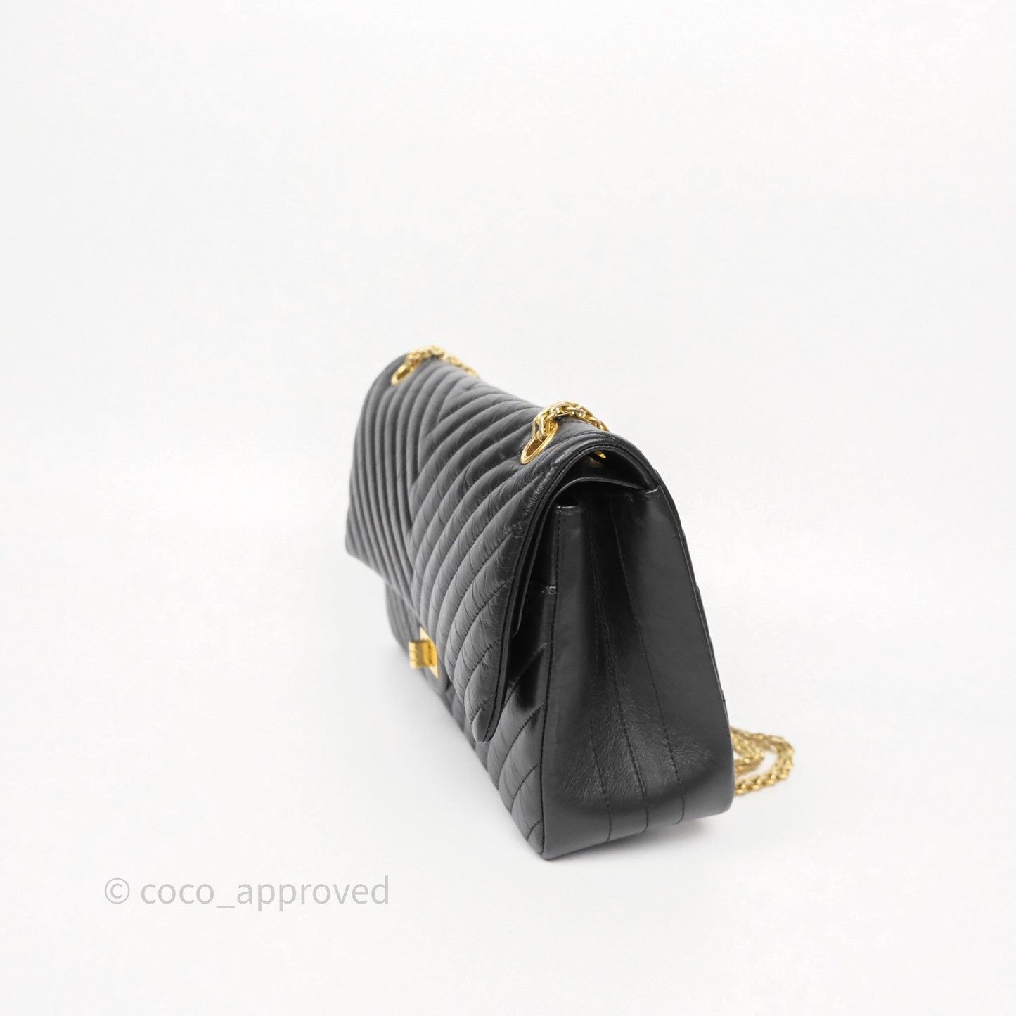 Chanel Reissue 226 Chevron Black Aged Calfskin Aged Gold Hardware