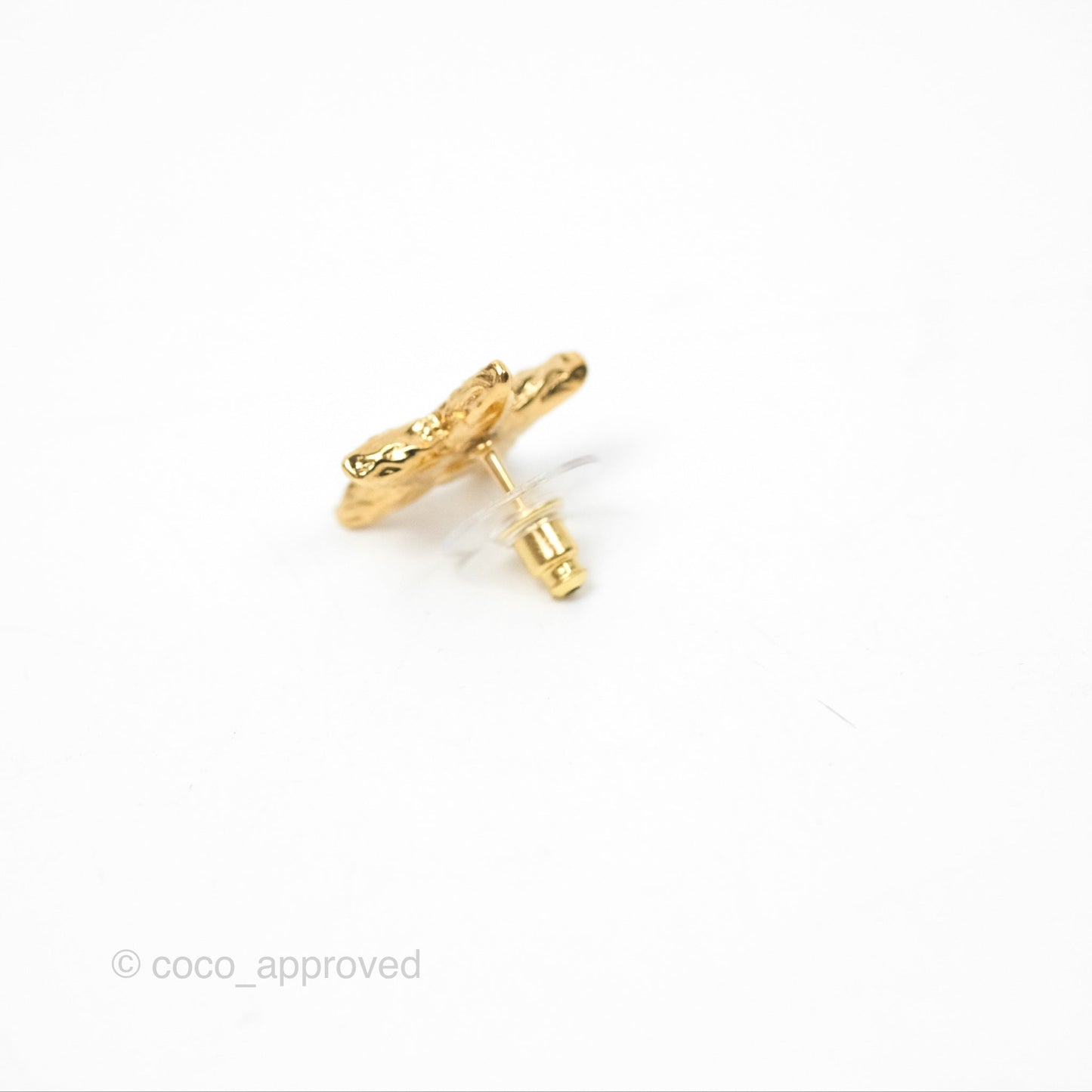 Chanel Star Black CC Earrings Gold Tone 24P