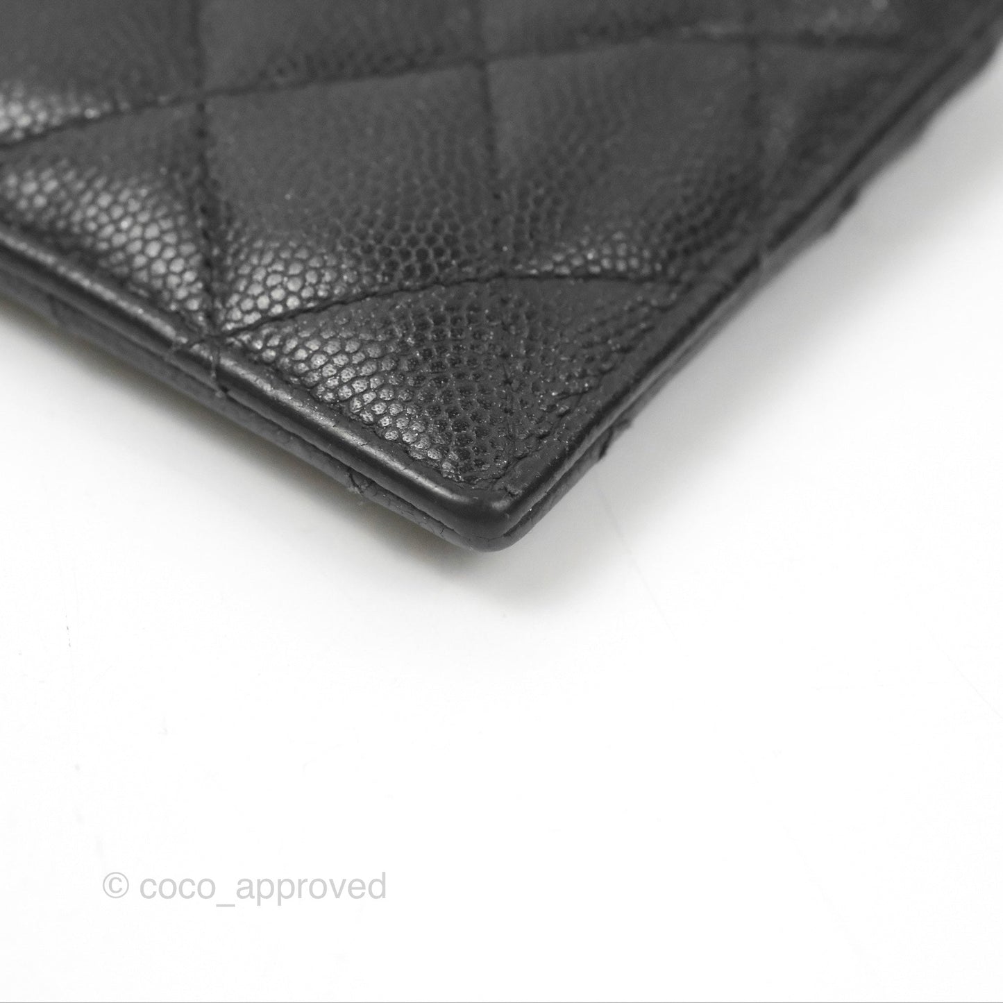 Chanel Quilted CC Zipped Card Holder Black Caviar Silver Hardware