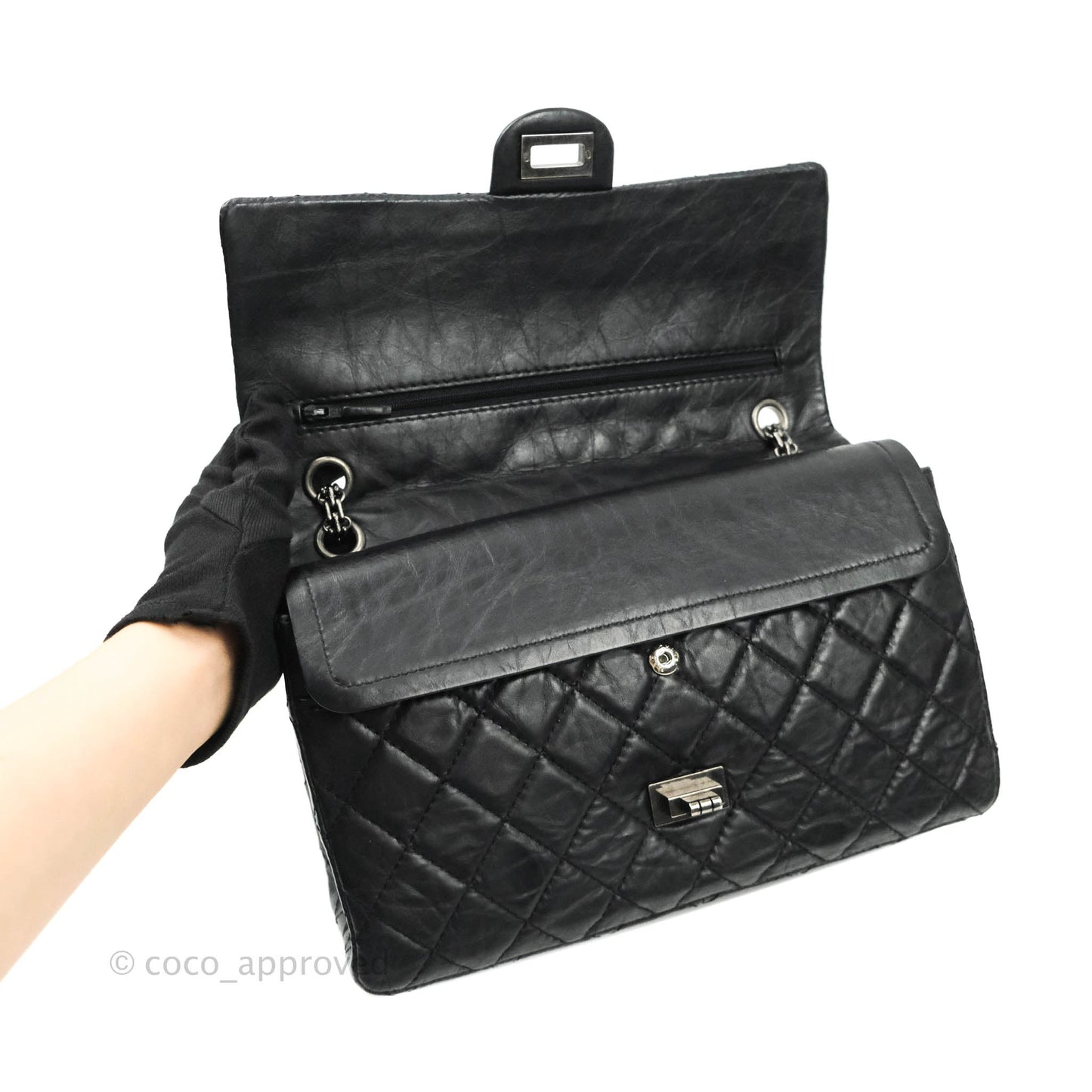 Chanel Reissue Quilted Aged Calfskin Black Ruthenium Hardware 226