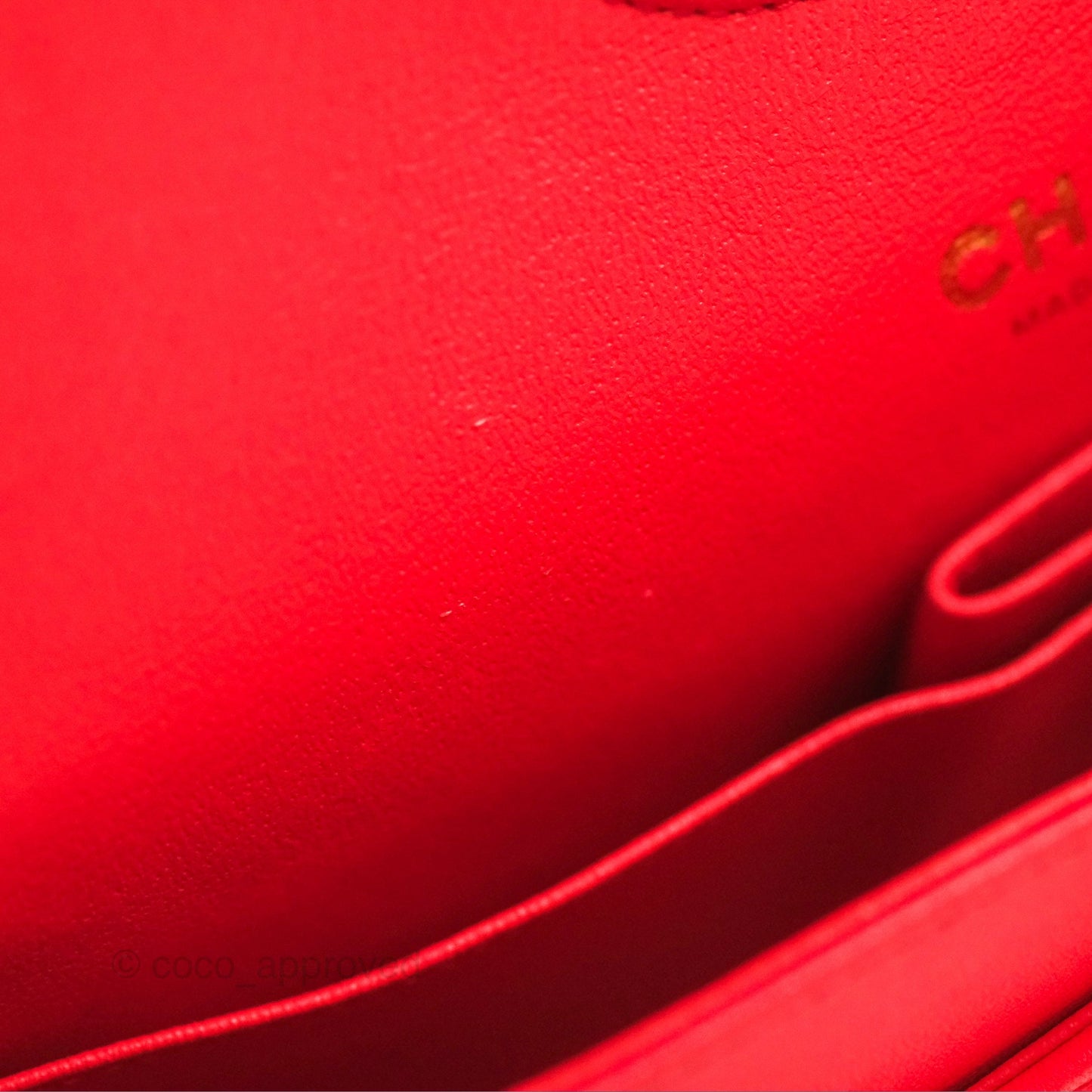 Chanel Classic M/L Medium Flap Quilted Red Lambskin Gold Hardware