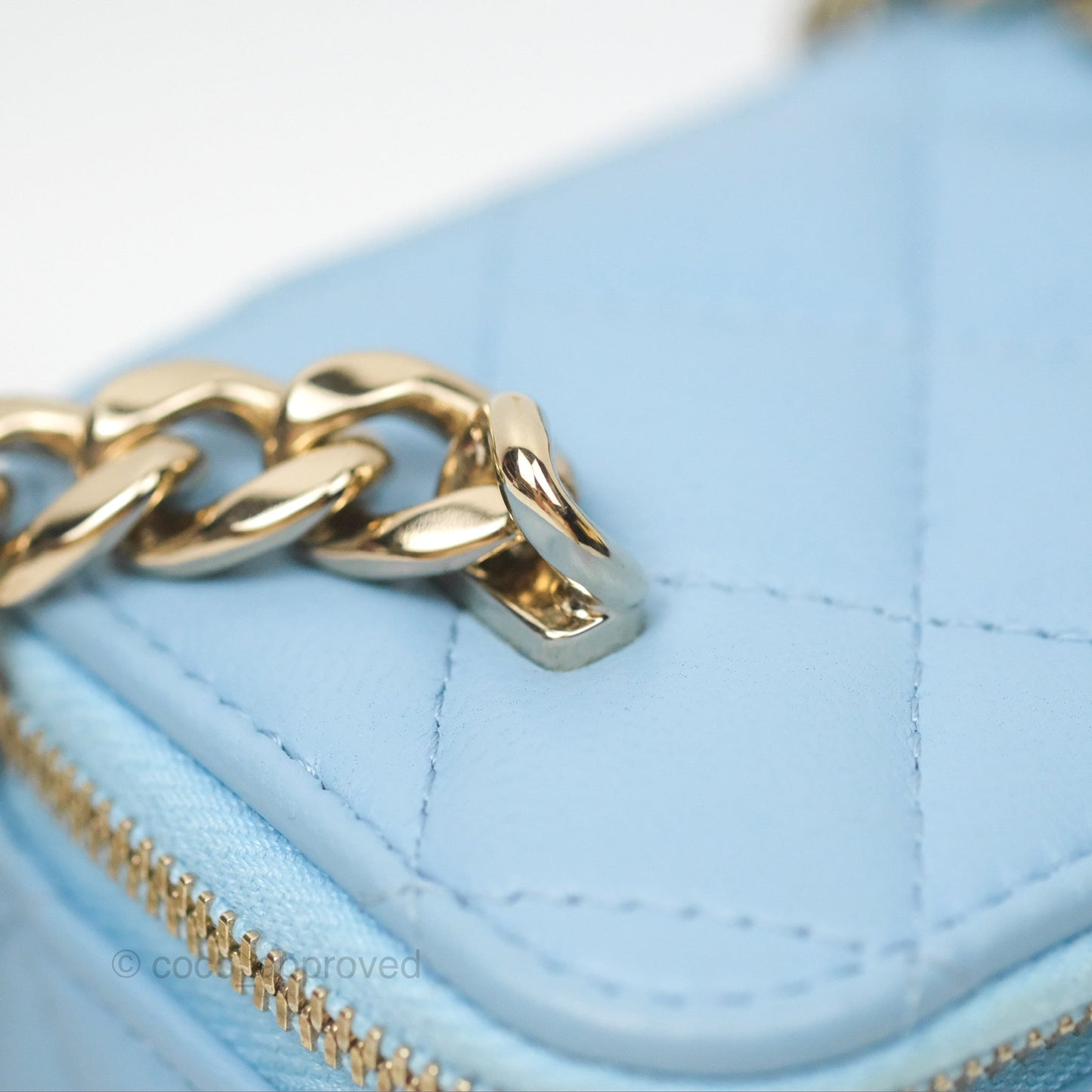 Chanel Mini Vanity Coco Chain Blue Lambskin Gold Hardware
