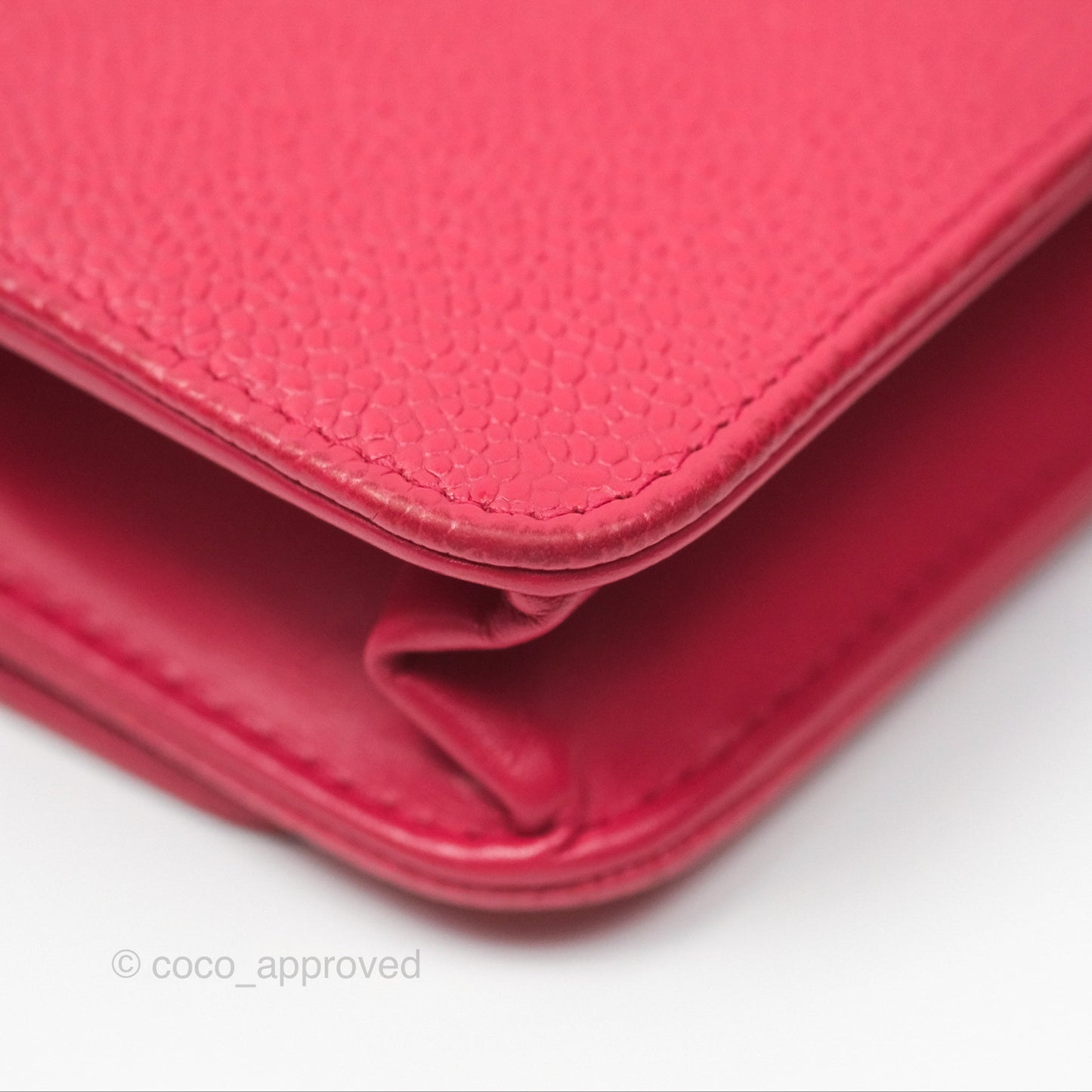 Chanel CC Wallet On Chain WOC Dark Pink Caviar Silver Hardware