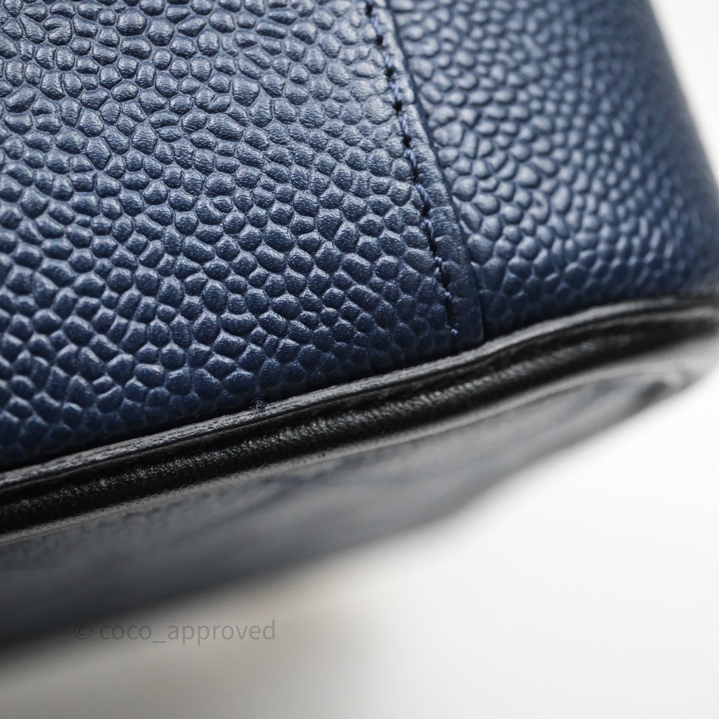 Chanel Quilted Large CC Filigree Vanity Case Navy Black Caviar