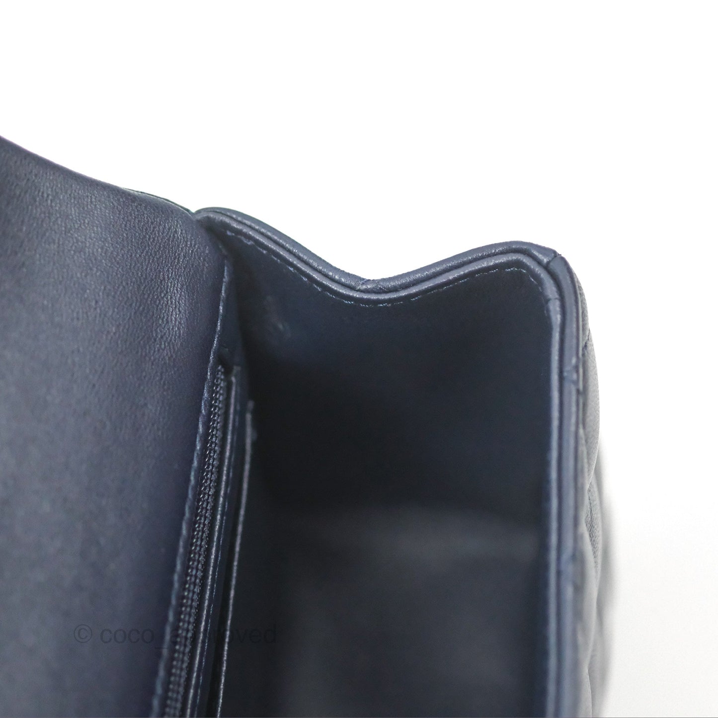 Chanel Top Handle Mini Rectangular Flap Bag Navy Lambskin Gold Hardware